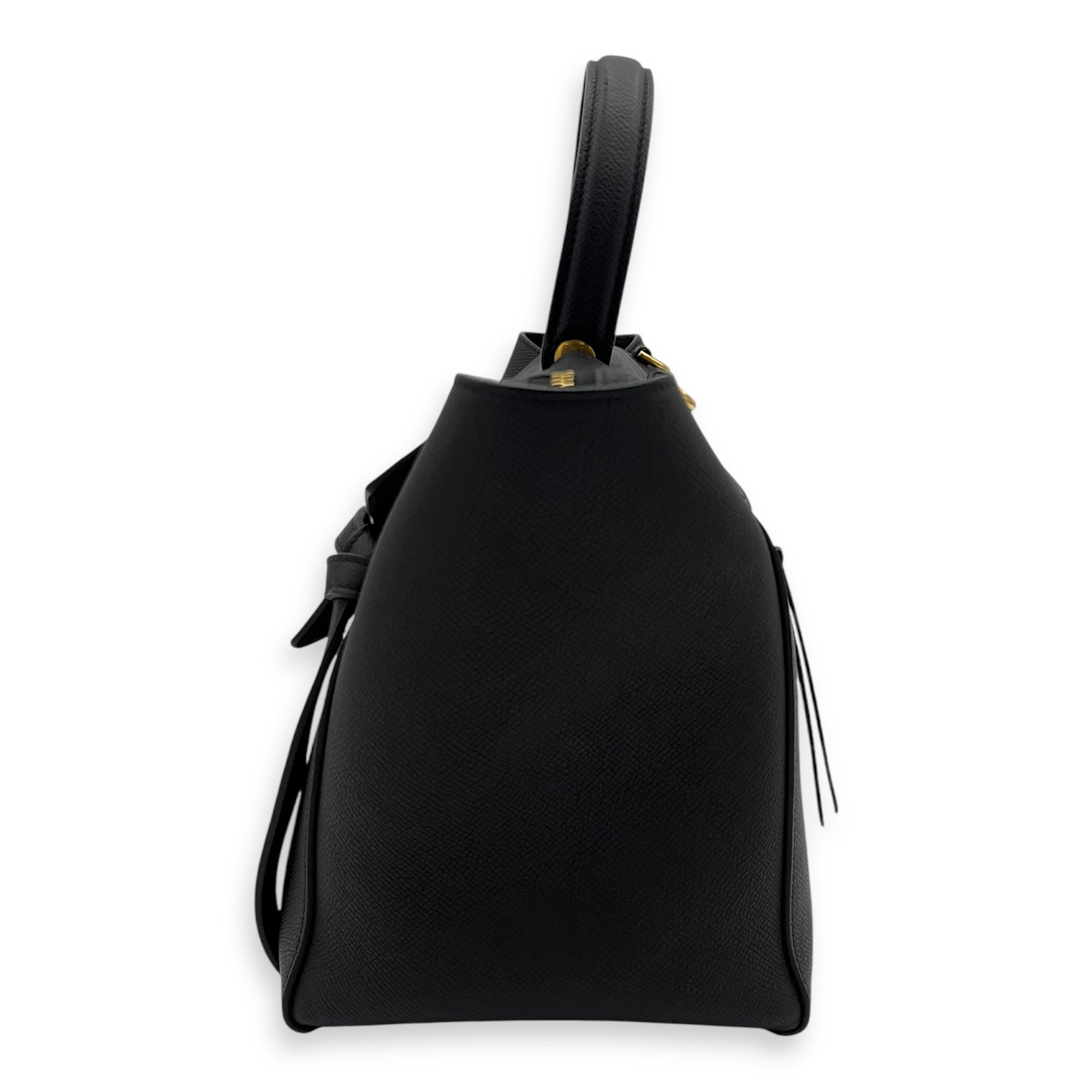Belt bag Top Handle Bag Mini Black in Calfskin, Gold hardware - Image 4