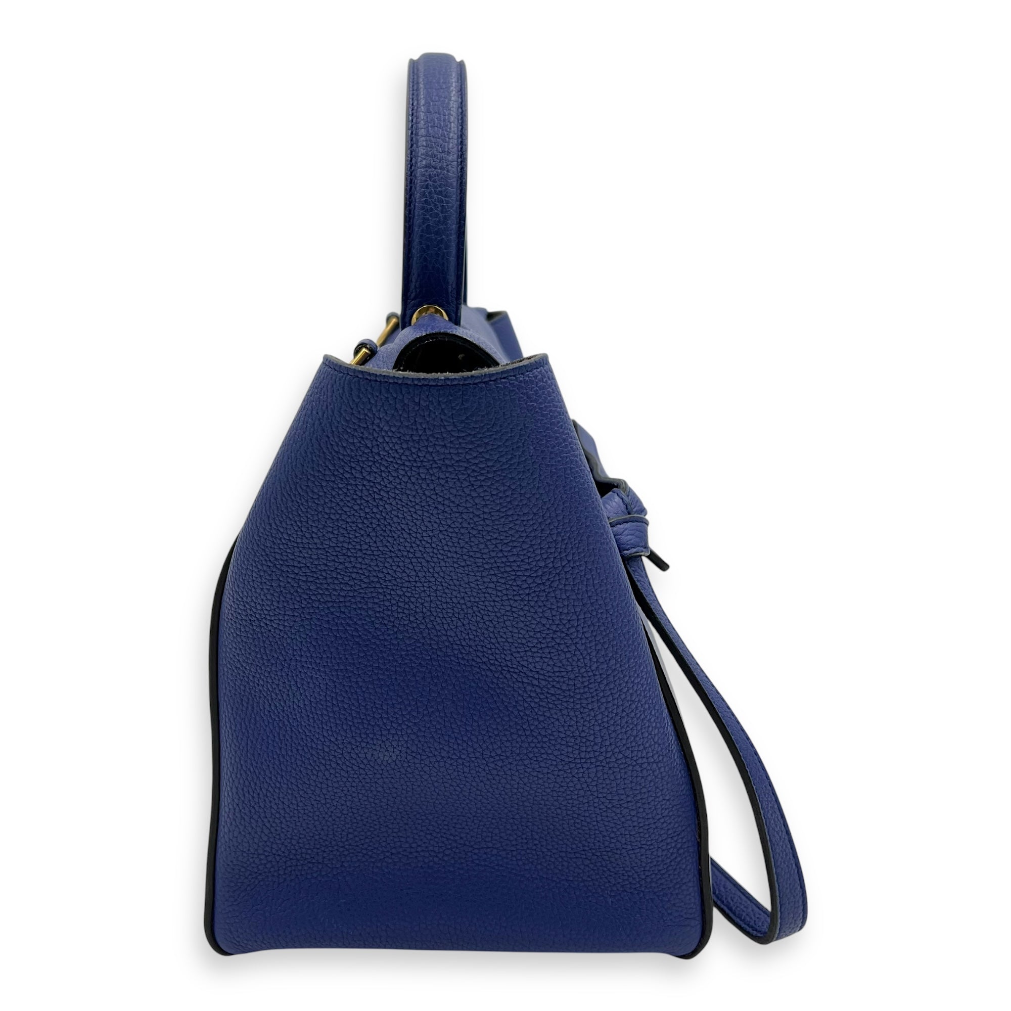 Belt Bag Mini Blue Top Handle Bag in Calfskin, Gold hardware - Image 13