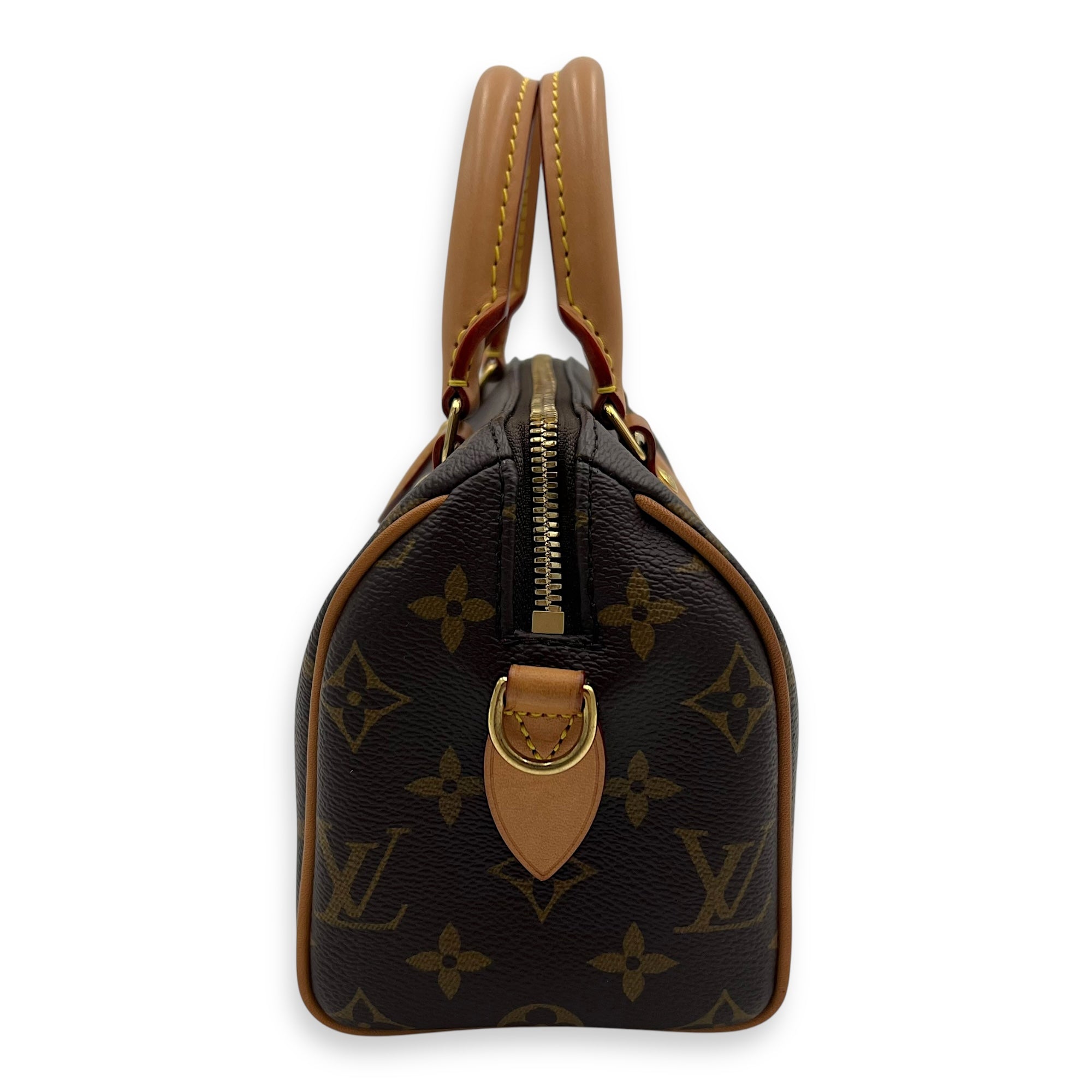 Speedy Bandouliere 20 Brown Top Handle Bag in Monogram Coated Canvas, Gold hardware - Image 4