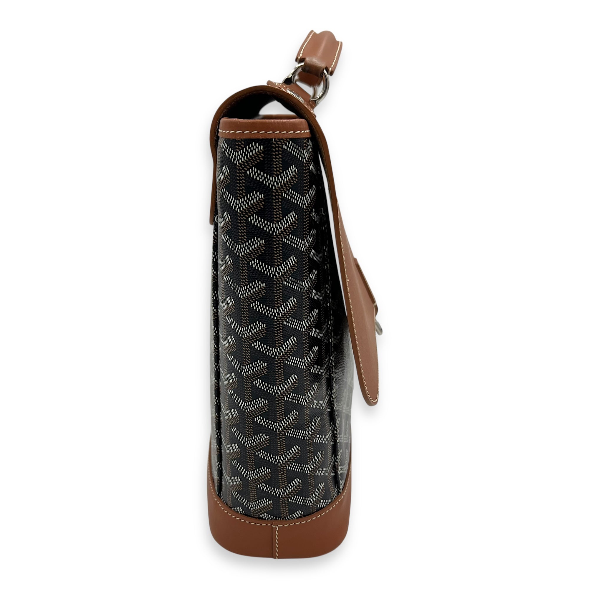 Citadine PM Brown Top Handle Bag in Coated Canvas, Silver hardware - Image 4