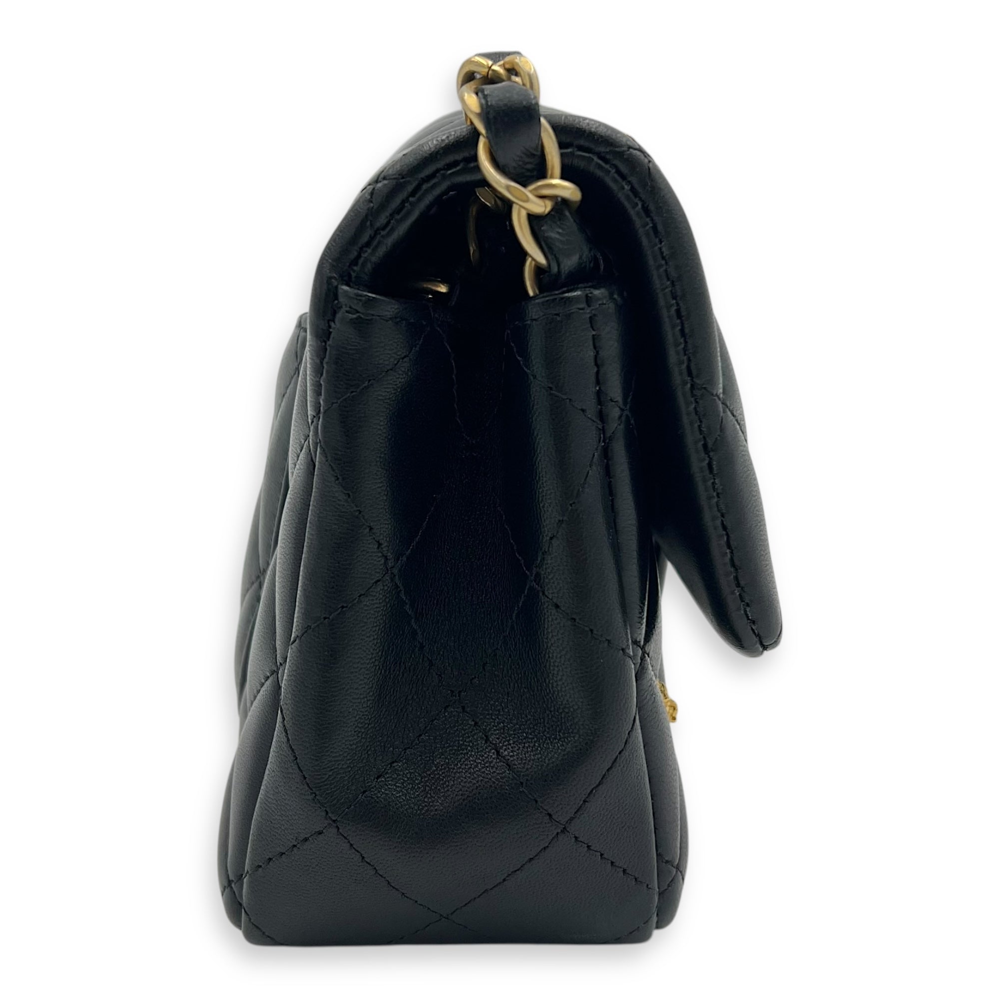 Lucky Charm Classic Mini Black Shoulder Bag in Lambskin, Mixed hardware - Image 6
