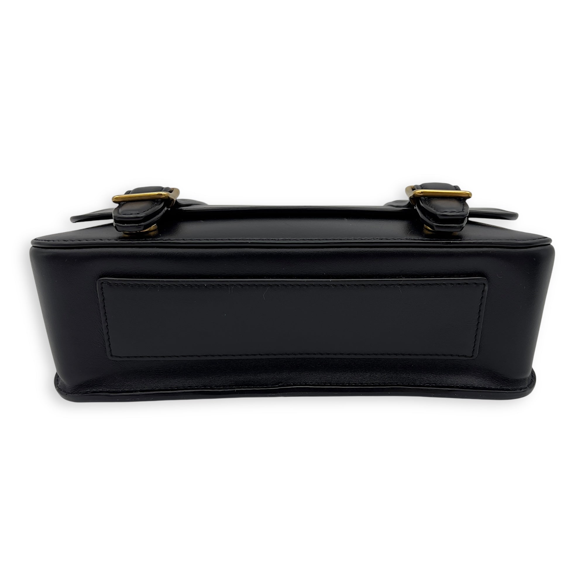 Satchel Crossbody Bag Black in Calfskin, Gold hardware - Image 6