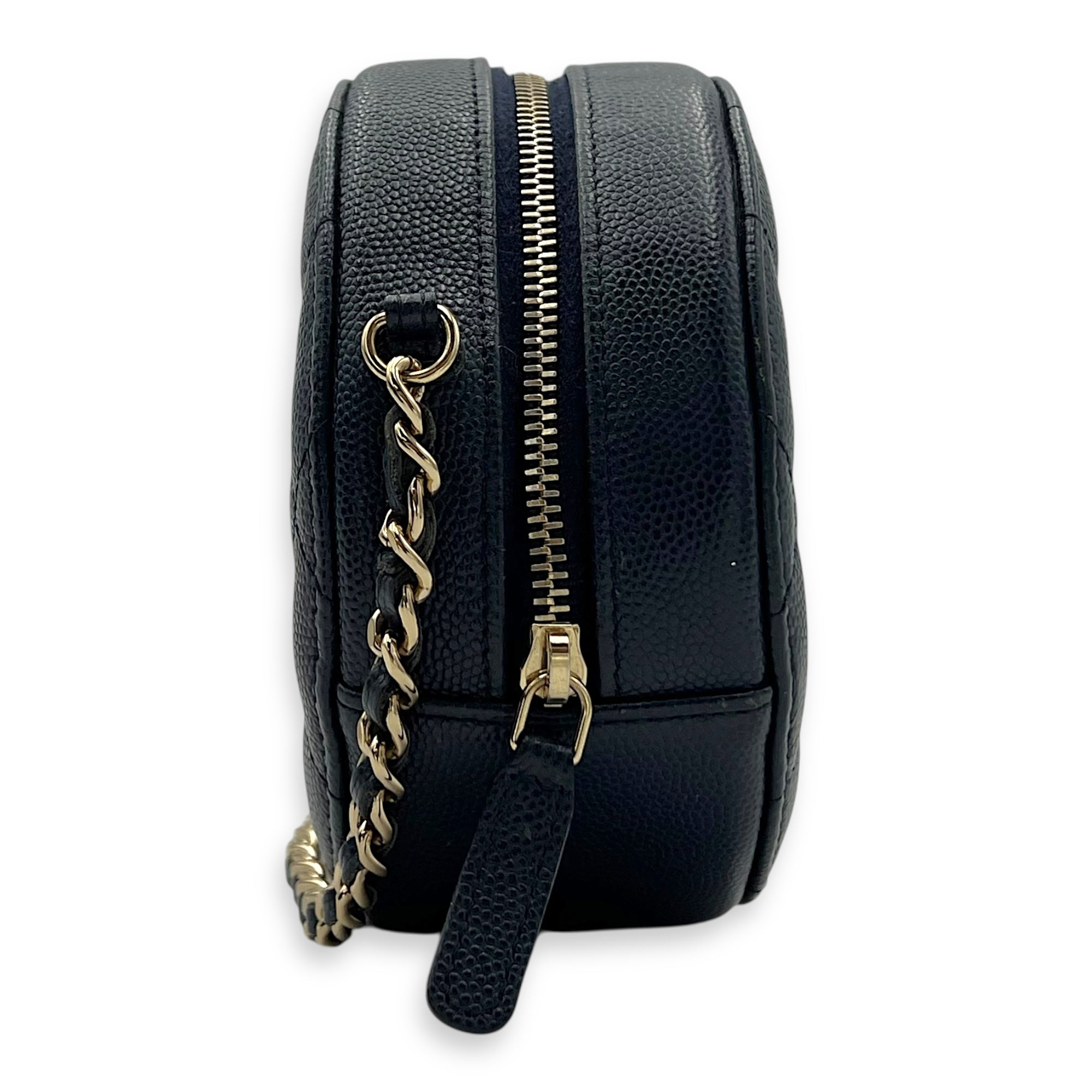 GHW mini round Crossbody Bag Mini Blue in Caviar Leather, Gold hardware - Image 5