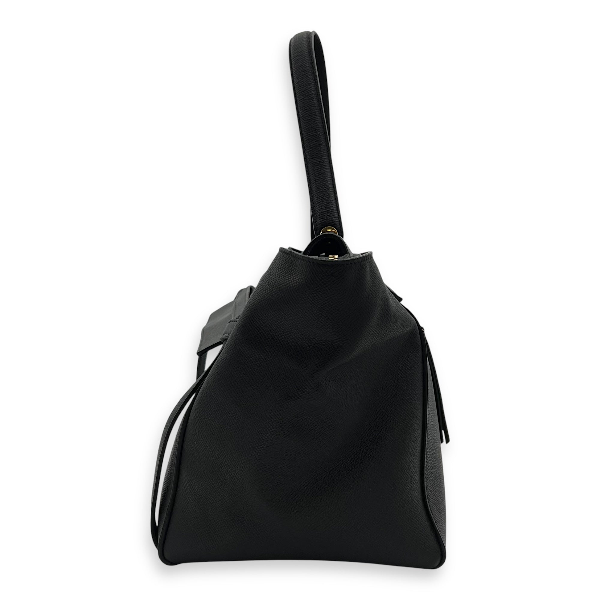 Belt Small Black Top Handle Bag in Calfskin, Gold hardware - Image 5