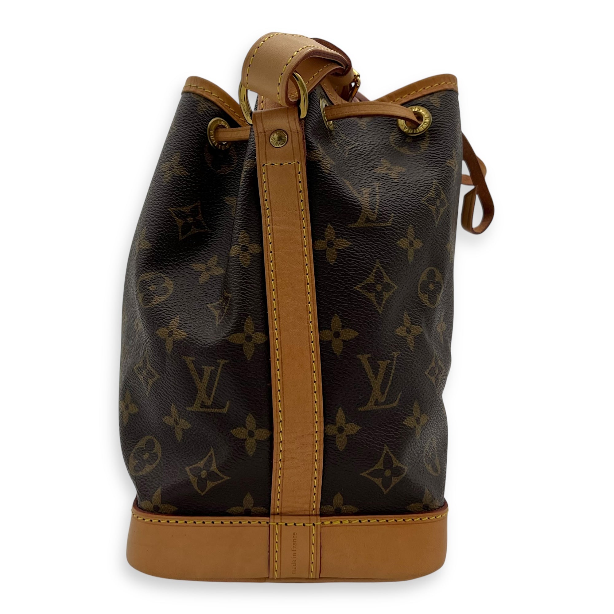 Noe Bucket Bag Petite Brown in Monogram Coated Canvas, Gold hardware - Image 5
