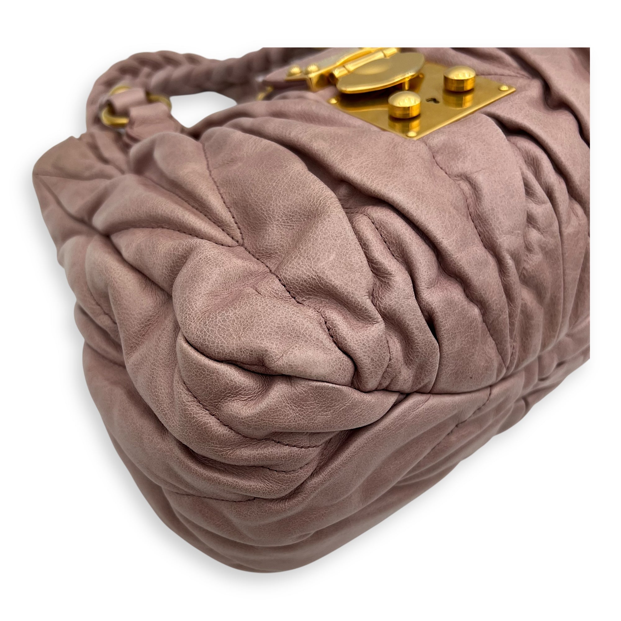 Gaufre Top Handle Bag Pink in Calfskin, Gold hardware - Image 9