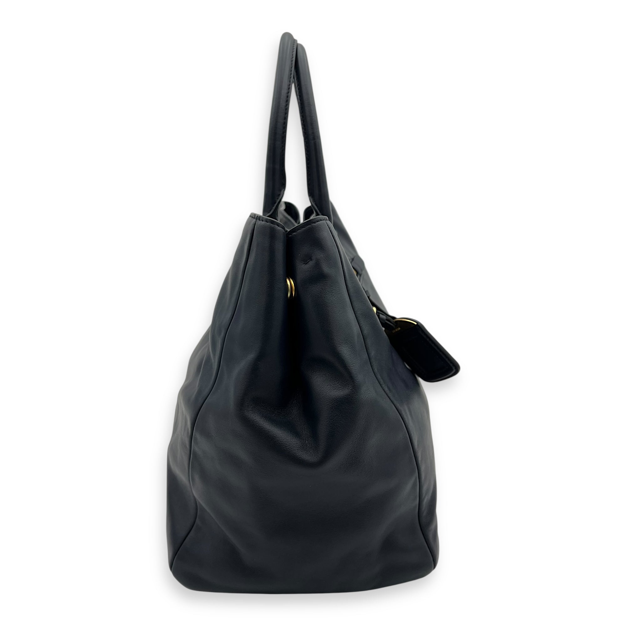 2 way bag Top Handle Bag Blue in Calfskin, Gold hardware - Image 4