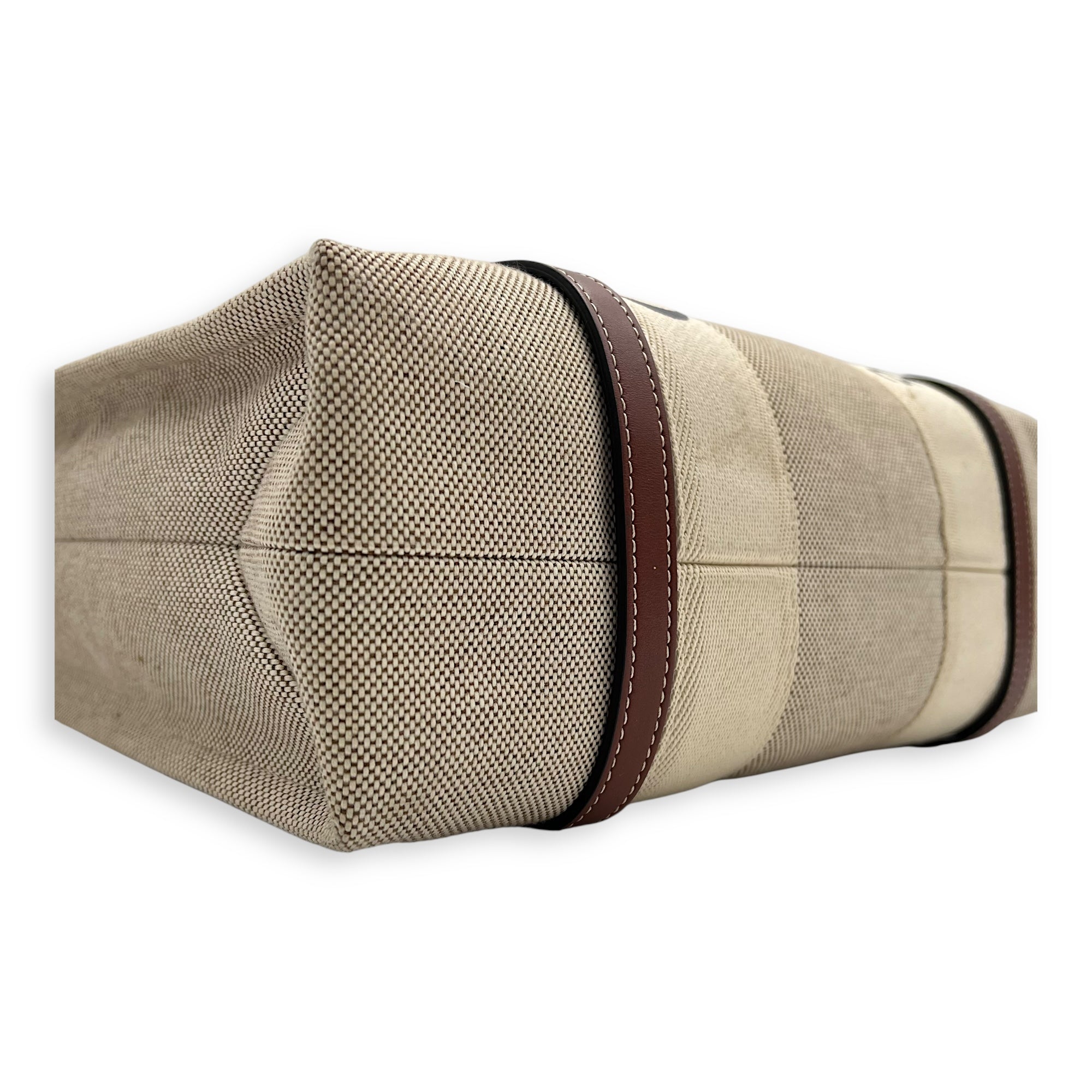 Woody Medium Beige Tote Bag in Canvas - Image 10