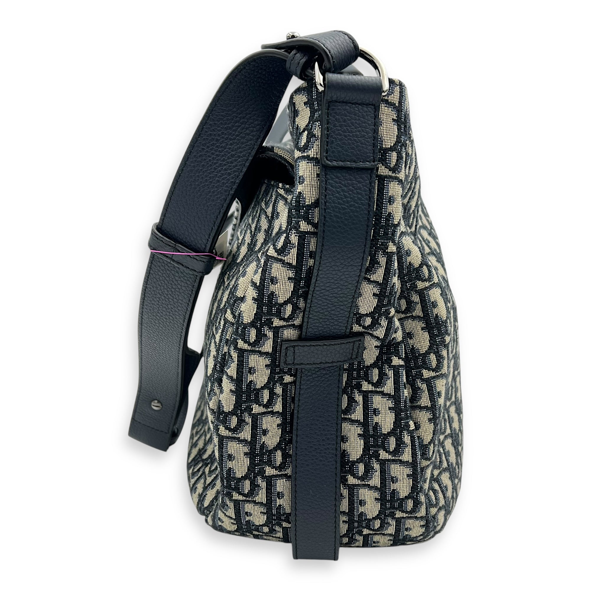 Soft Saddle Hobo Blue Shoulder Bag in Jacquard, Silver hardware - Image 5