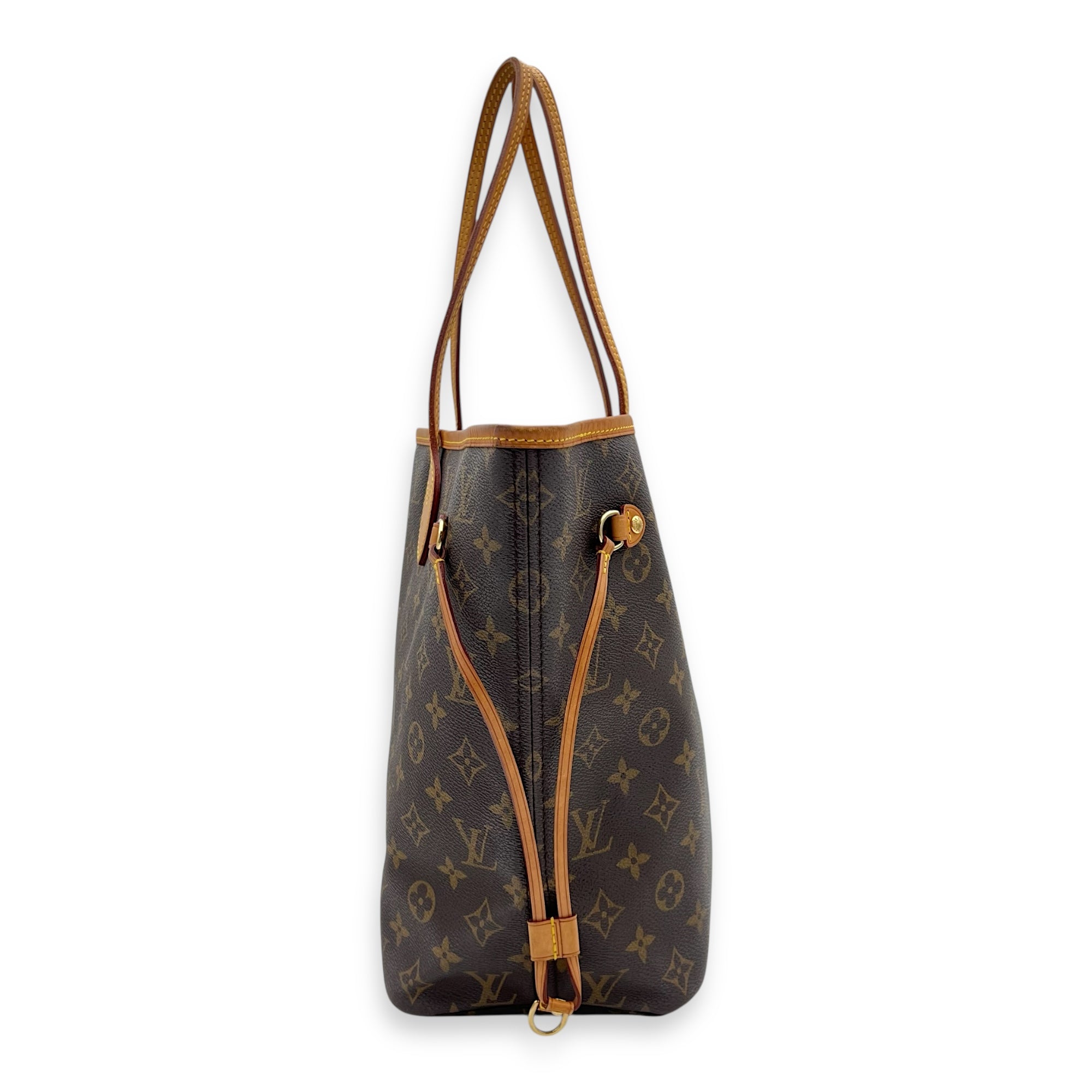 Neverfull MM Brown Tote Bag in Monogram Coated Canvas, Gold hardware - Image 4