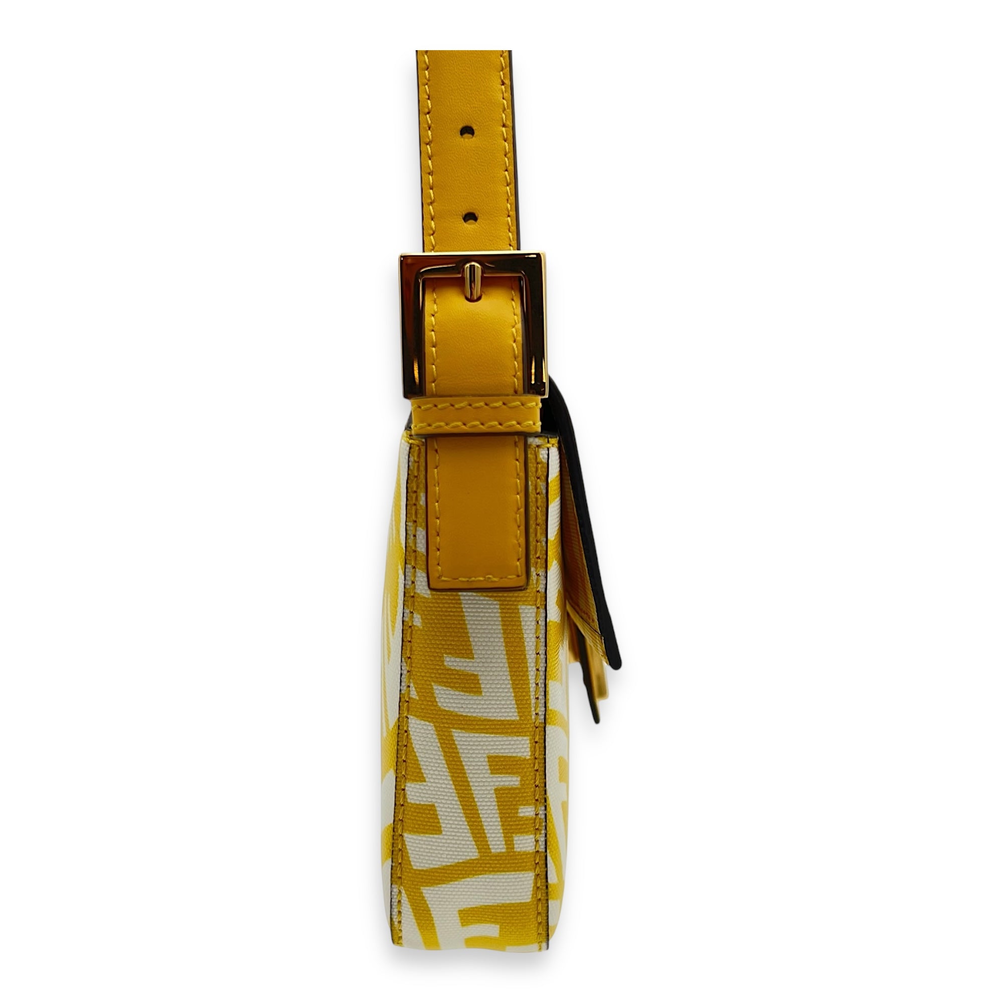 Baguette Shoulder Bag Yellow in Coated Canvas, Gold hardware - Image 4