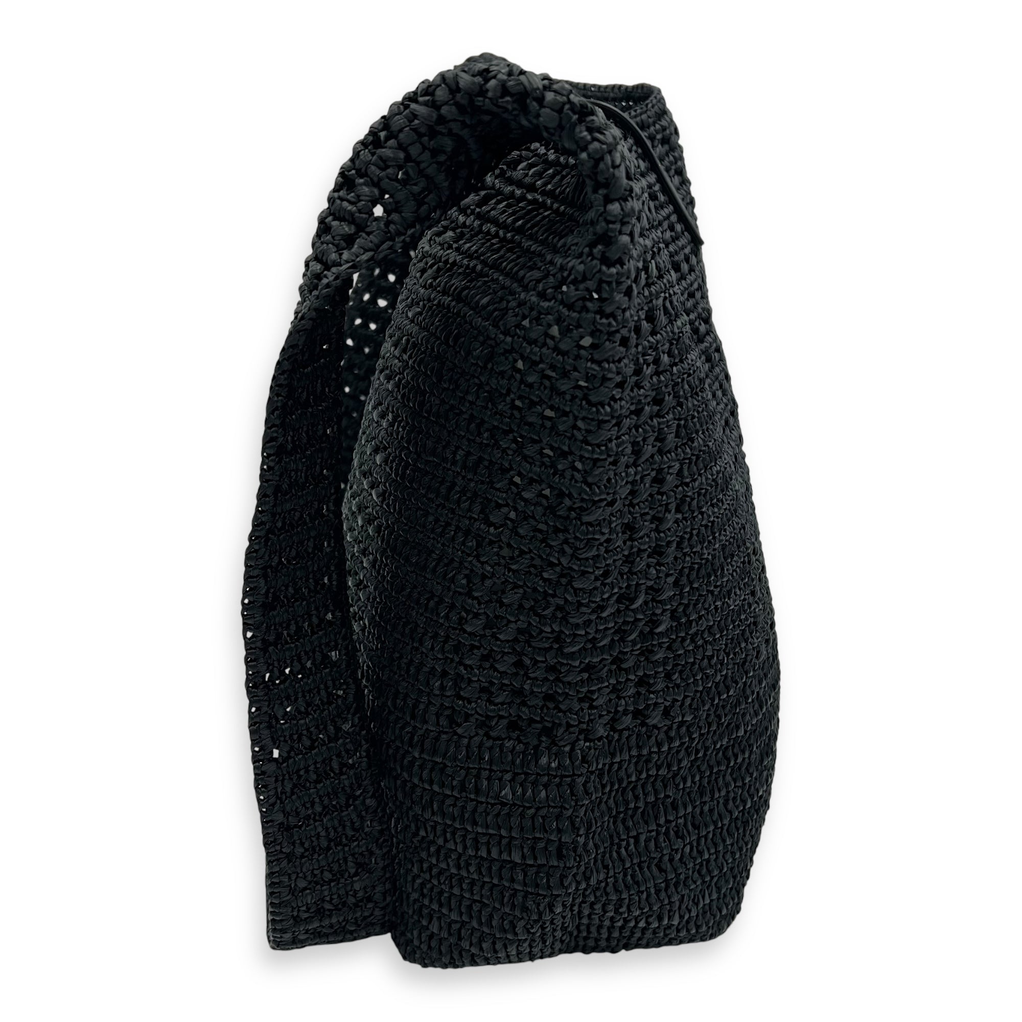 Le 5 A 7 Crossbody Bag Black in Raffia, Silver hardware - Image 5