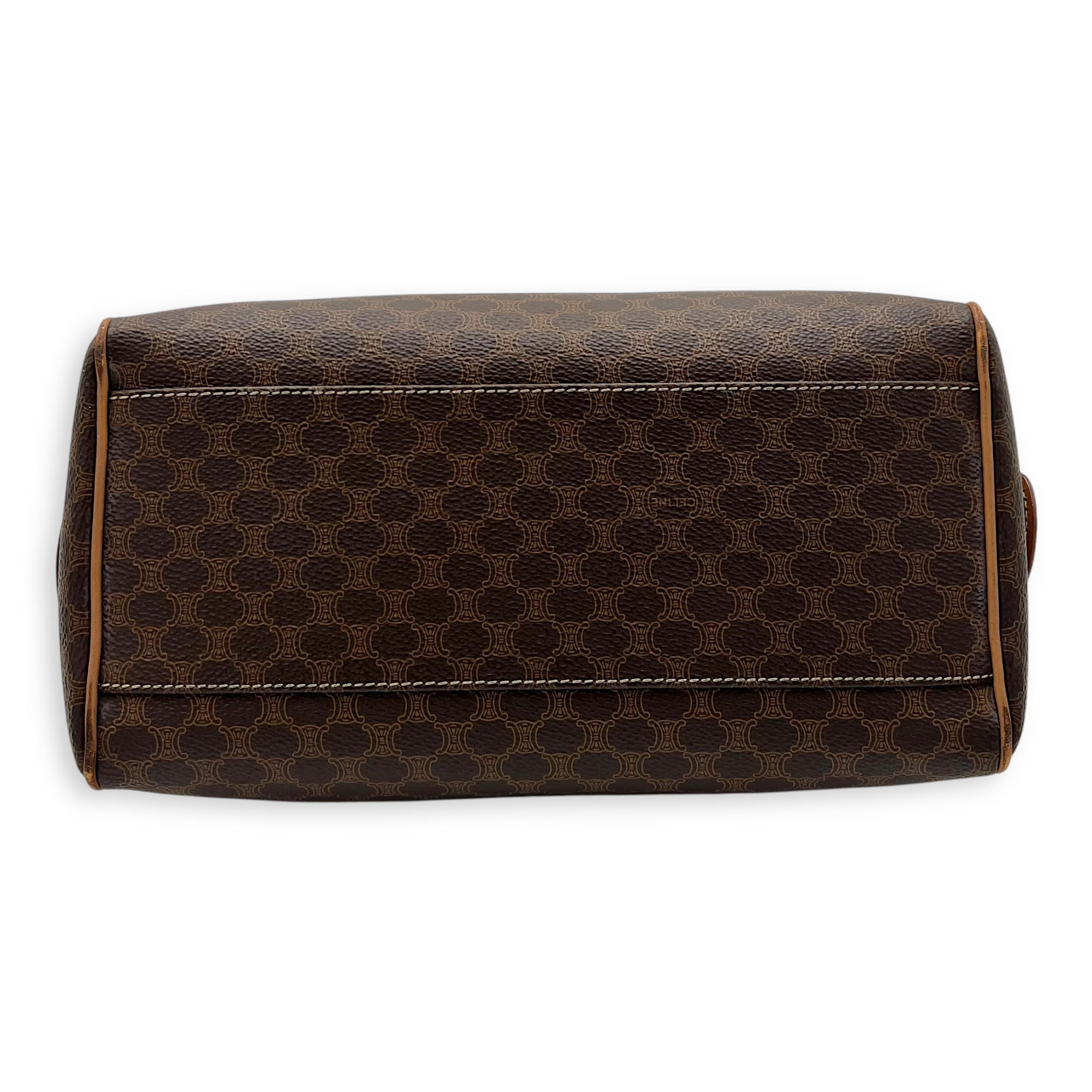 Vintage Macadam Boston Top Handle Bag Brown in Coated Canvas, Gold hardware - Image 6