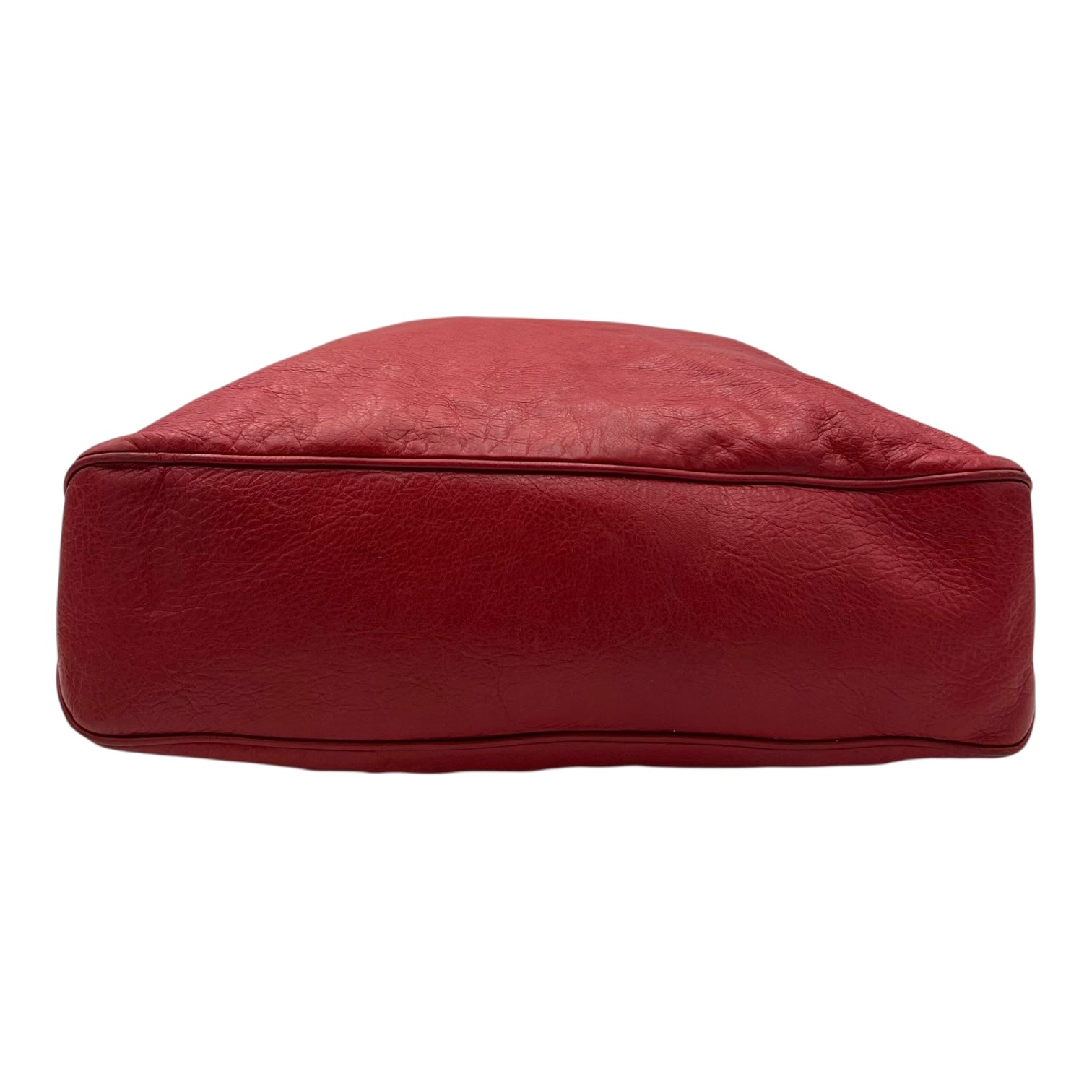 2-Way Red Top Handle Bag in Distressed Leather, Silver hardware - Image 6