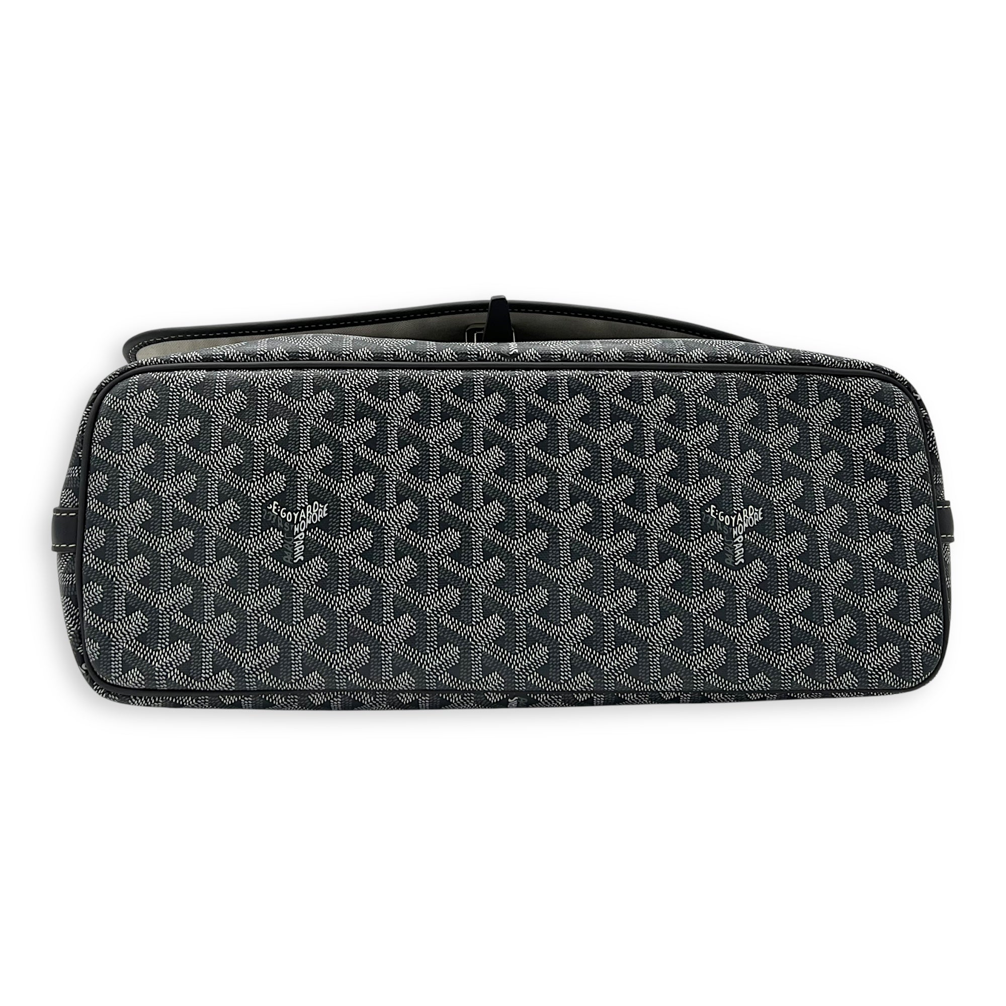 Capetien MM Grey Shoulder Bag in Coated Canvas, Silver hardware - Image 6