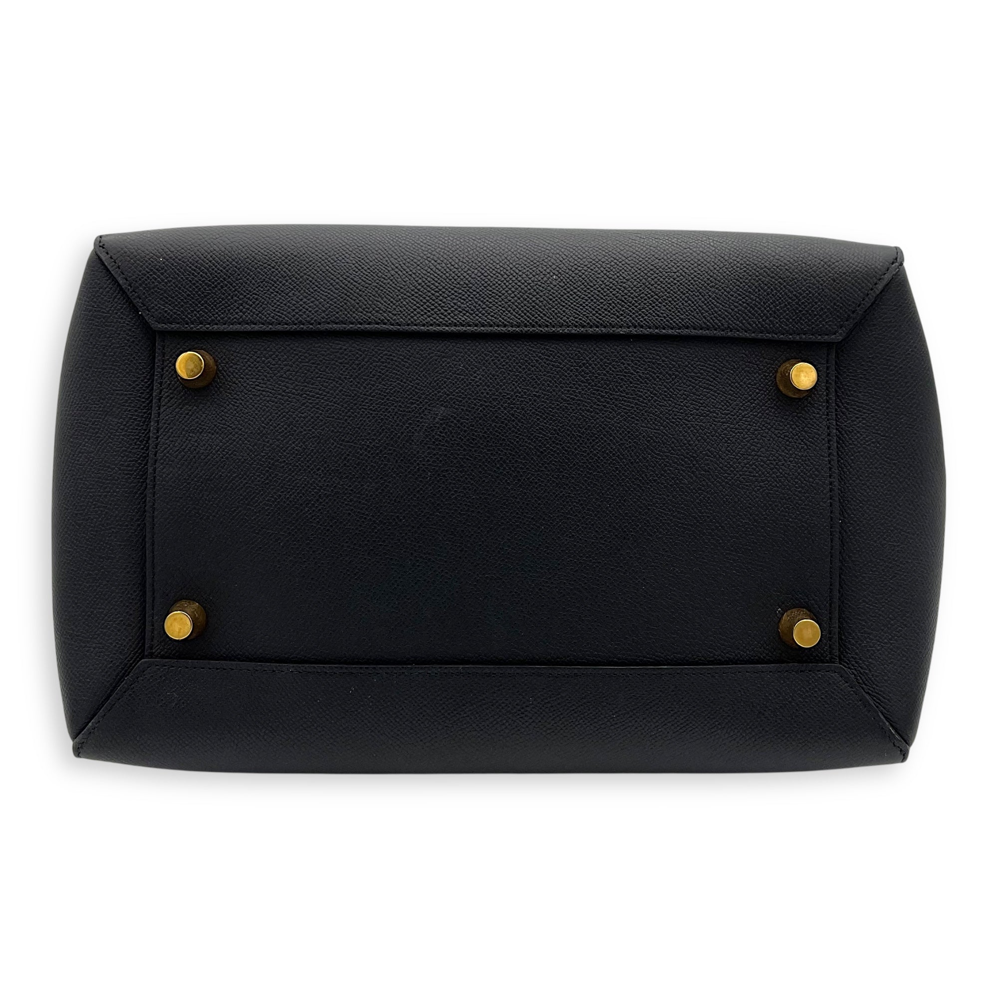 Belt Small Black Top Handle Bag in Calfskin, Gold hardware - Image 6