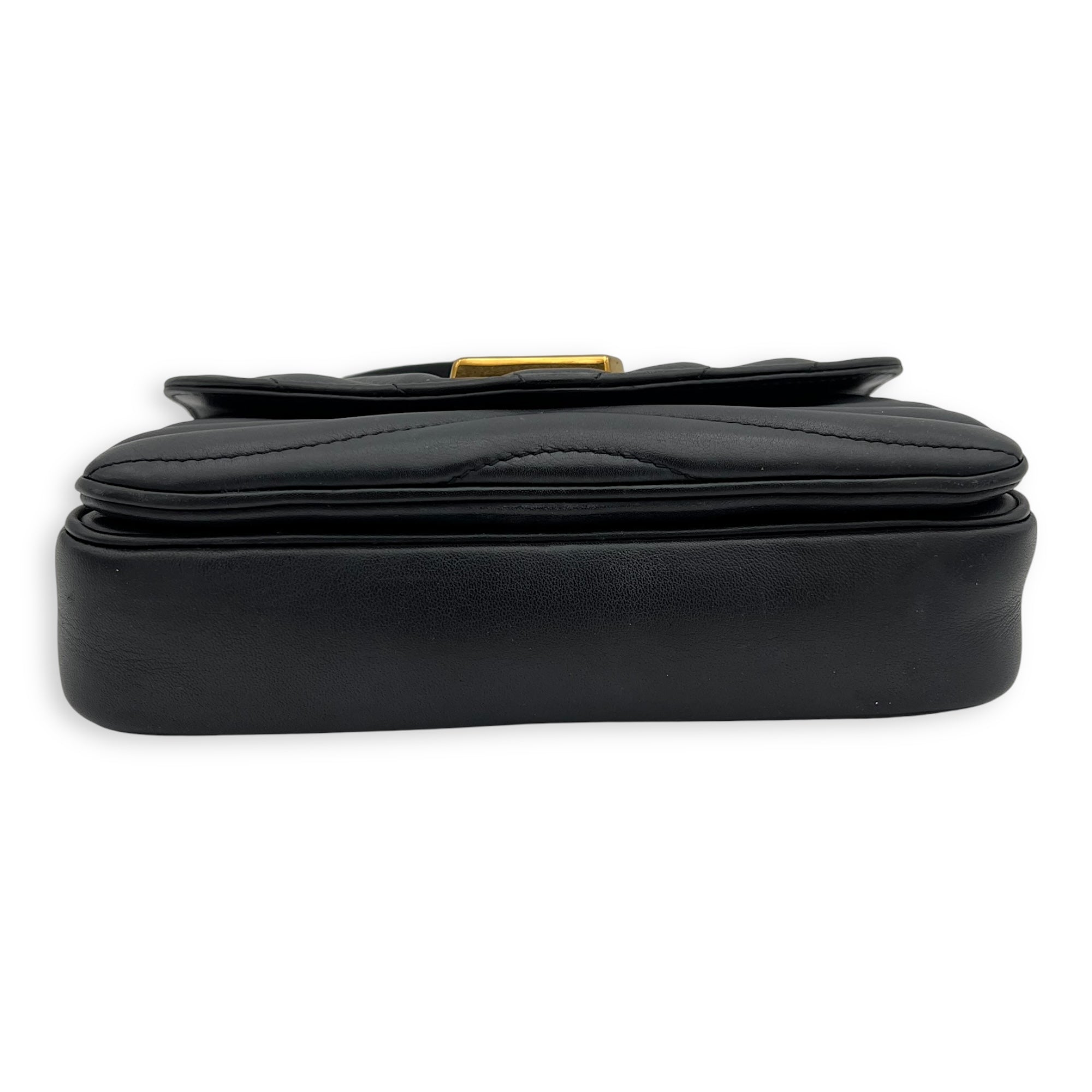 New Wave Crossbody Bag PM Black in Calfskin, Gold hardware - Image 6