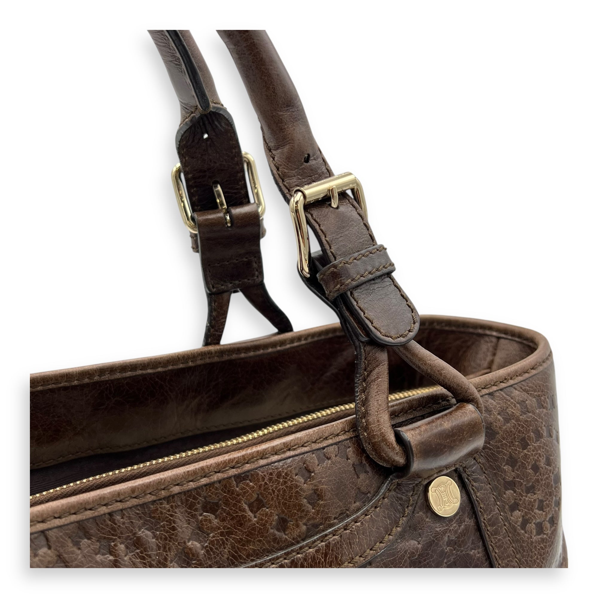 Boogie Top Handle Bag Brown in Calfskin, Gold hardware - Image 7
