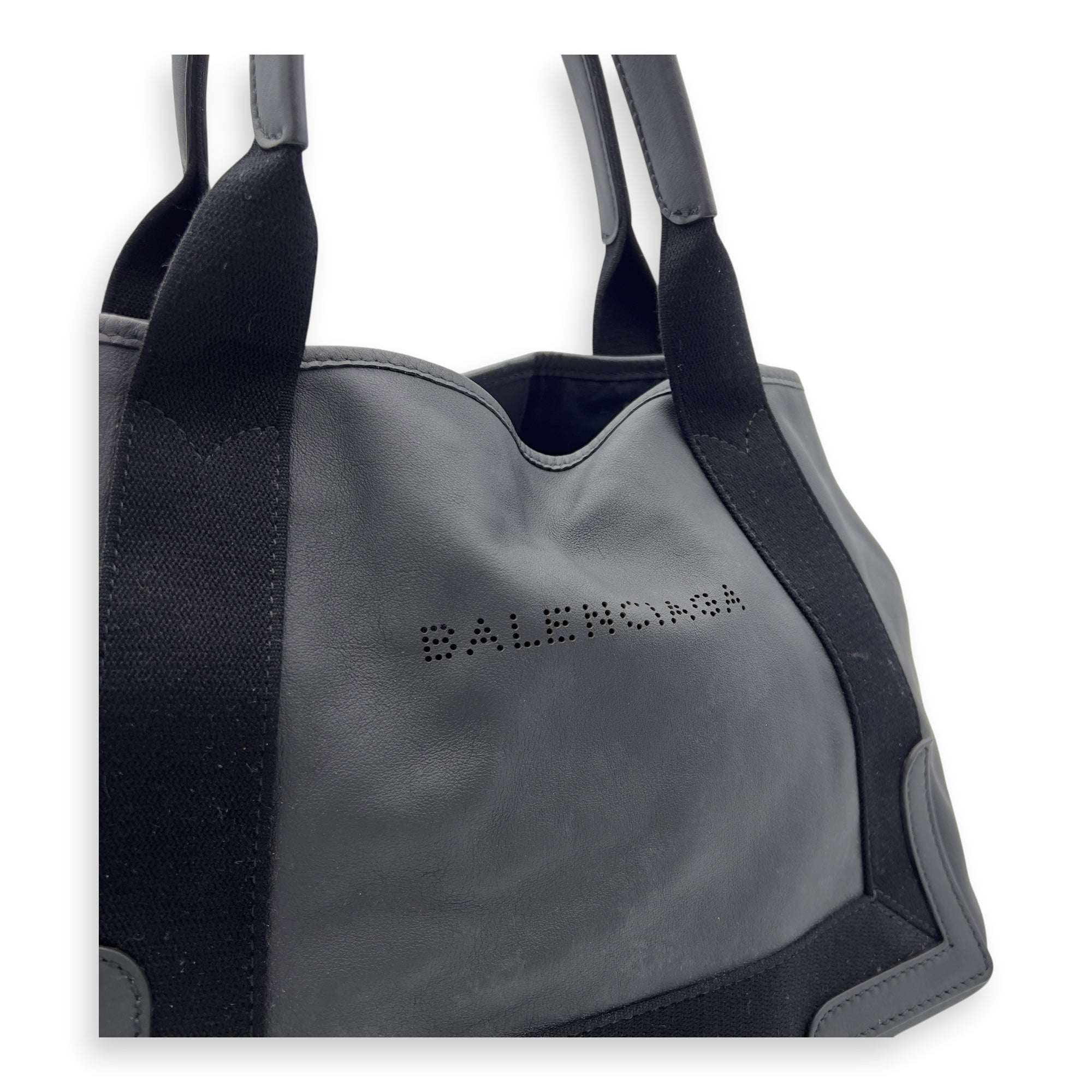 Cabas Tote Bag Black in Calfskin, Silver hardware - Image 7
