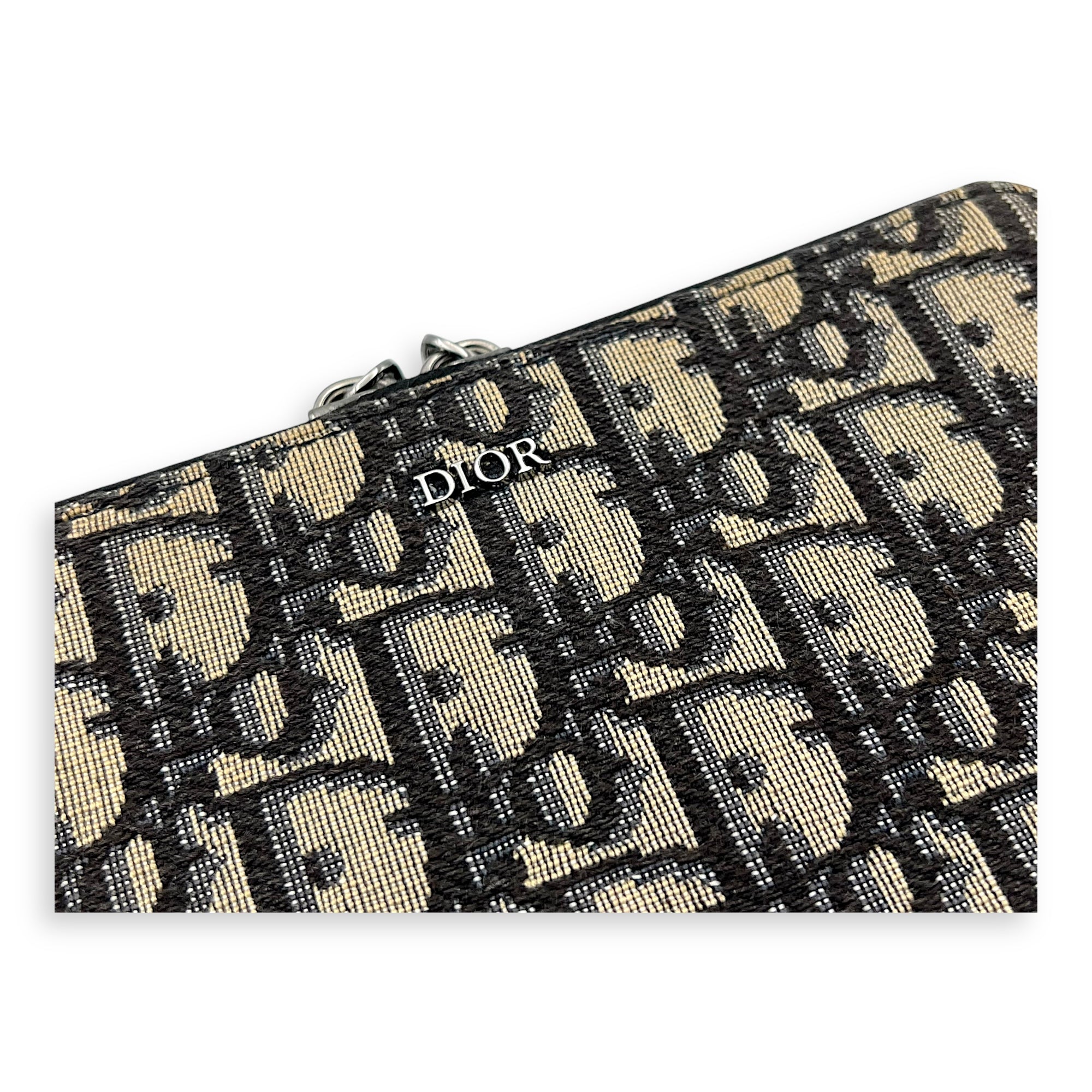 Oblique Mini Blue Camera Bag in Jacquard, Silver hardware - Image 7