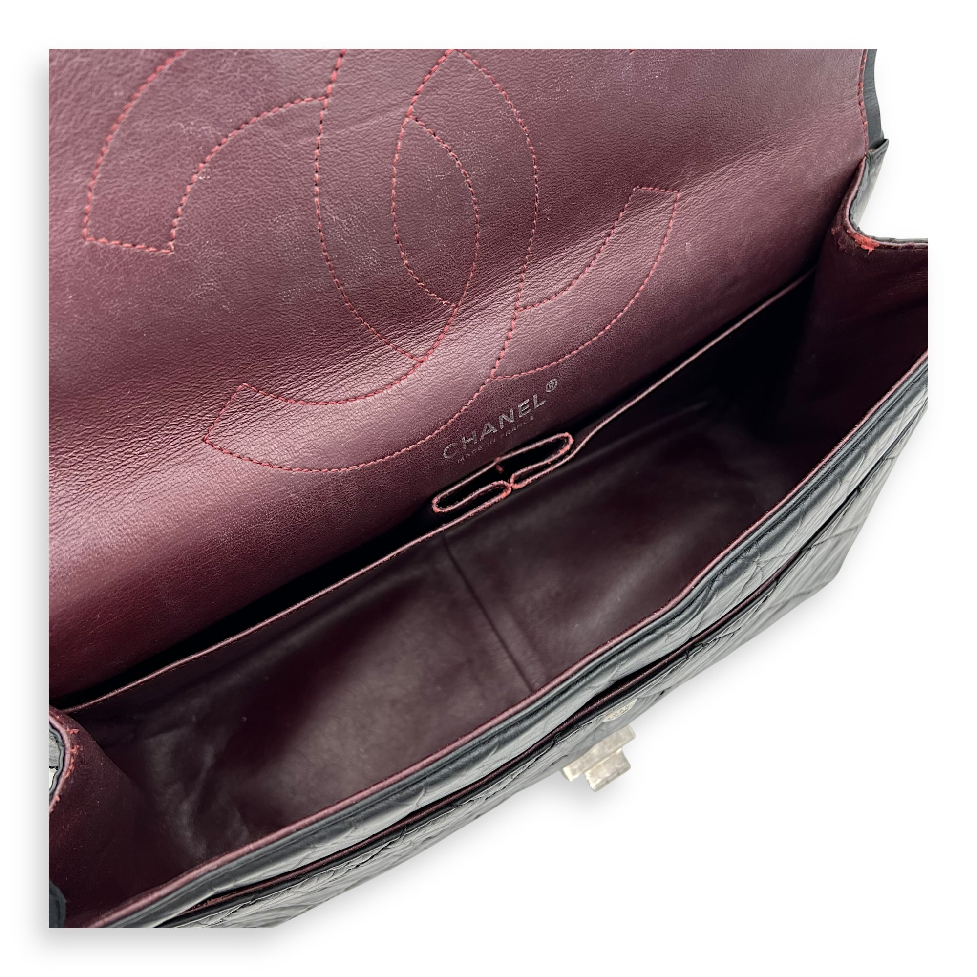 2.55 227 Black Shoulder Bag in Calfskin, Ruthenium hardware - Image 6