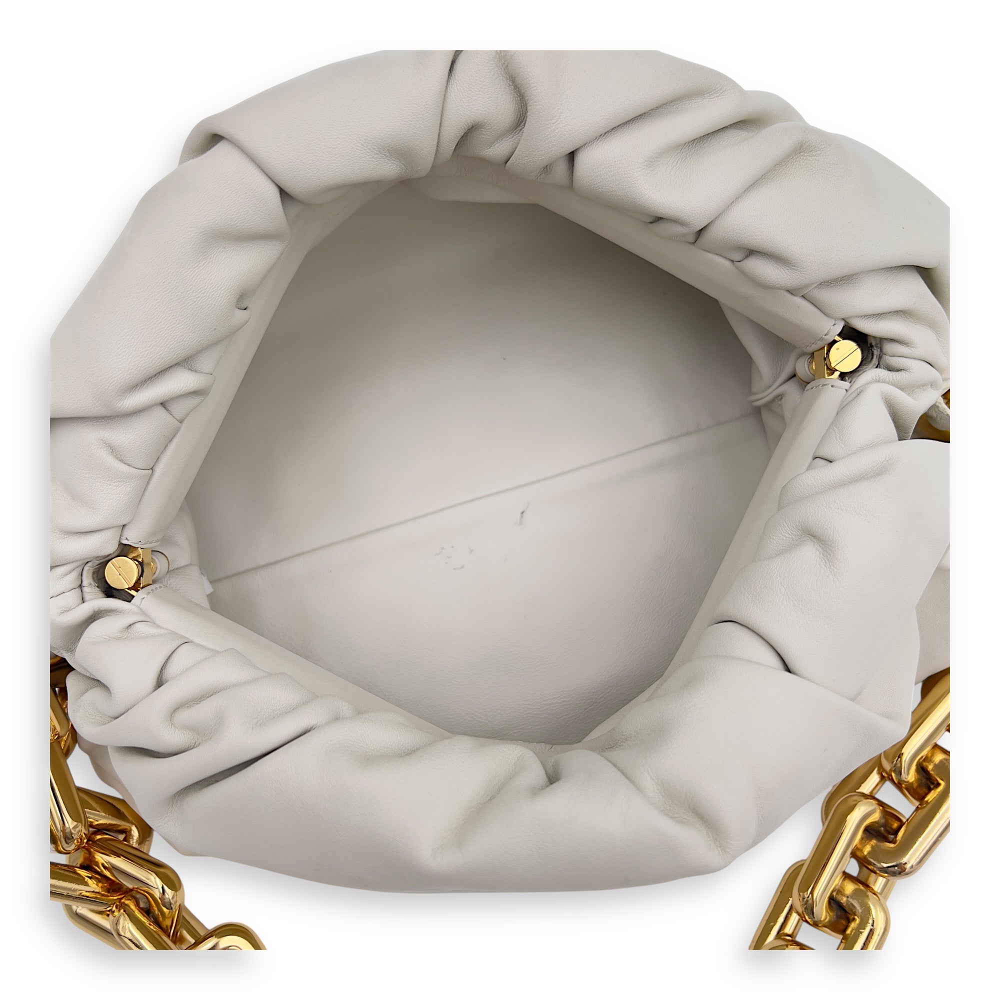 Chain Pouch Shoulder Bag Beige in Calfskin, Gold hardware - Image 7