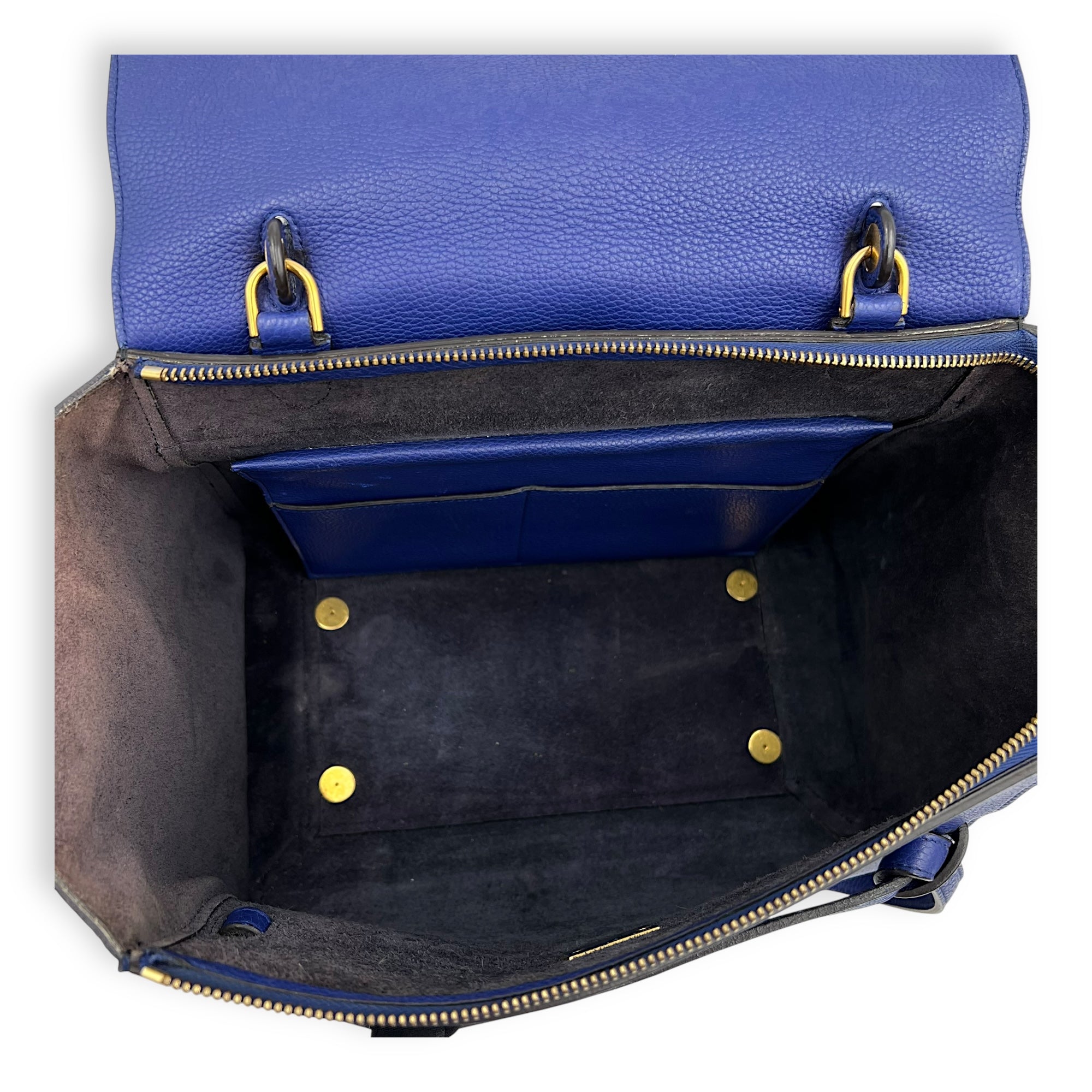 Belt Bag Mini Blue Top Handle Bag in Calfskin, Gold hardware - Image 16