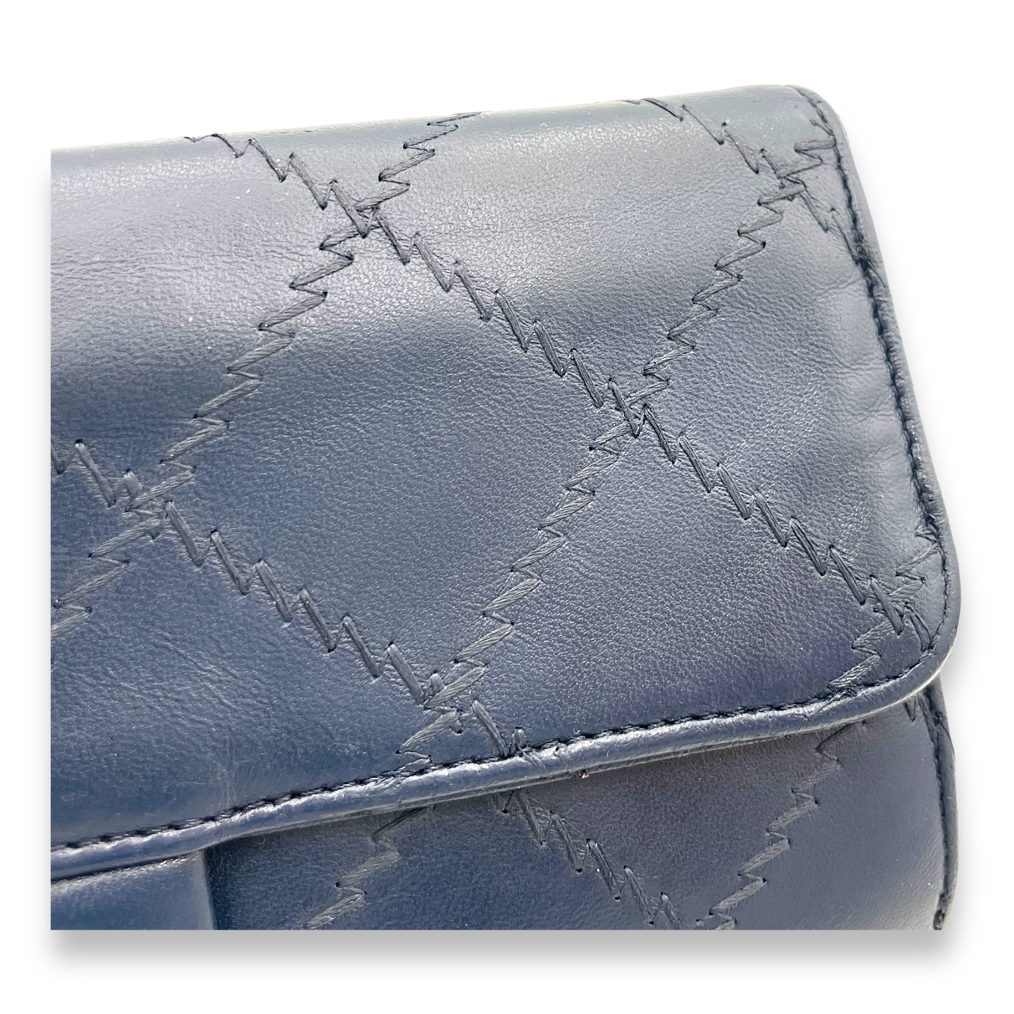 Ultimate Stitch Blue Wallet On Chain in Lambskin, Silver hardware - Image 9