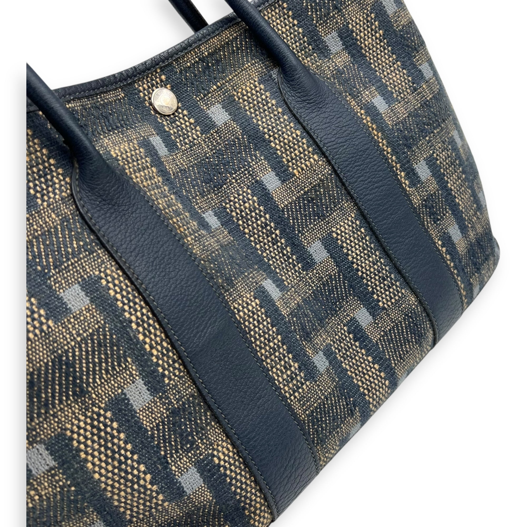 Garden Party 36 Blue Tote Bag in Tweed, Silver hardware - Image 8