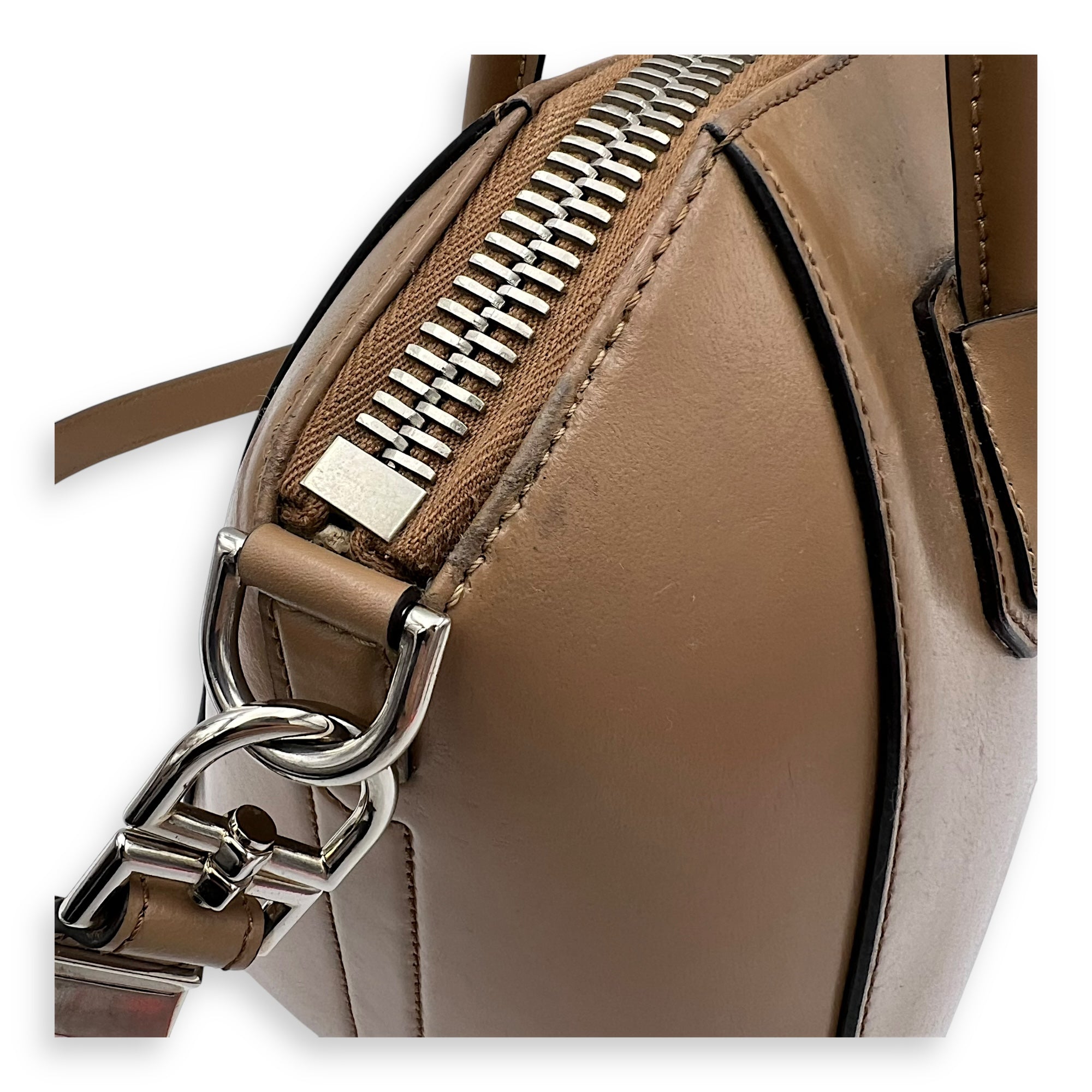 Antigona Beige Top Handle Bag in Calfskin, Silver hardware - Image 12