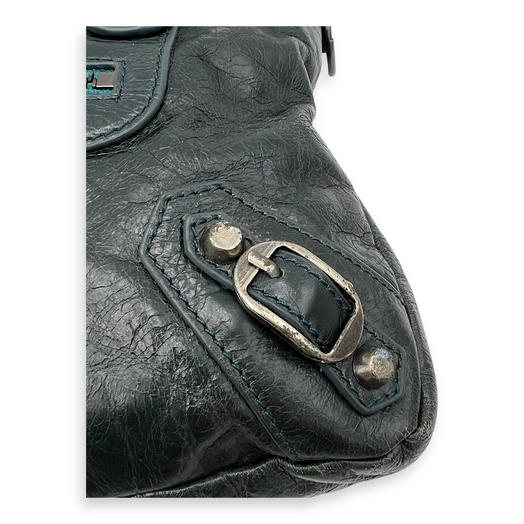 First Green Top Handle Bag in Calfskin, Silver hardware - Image 9