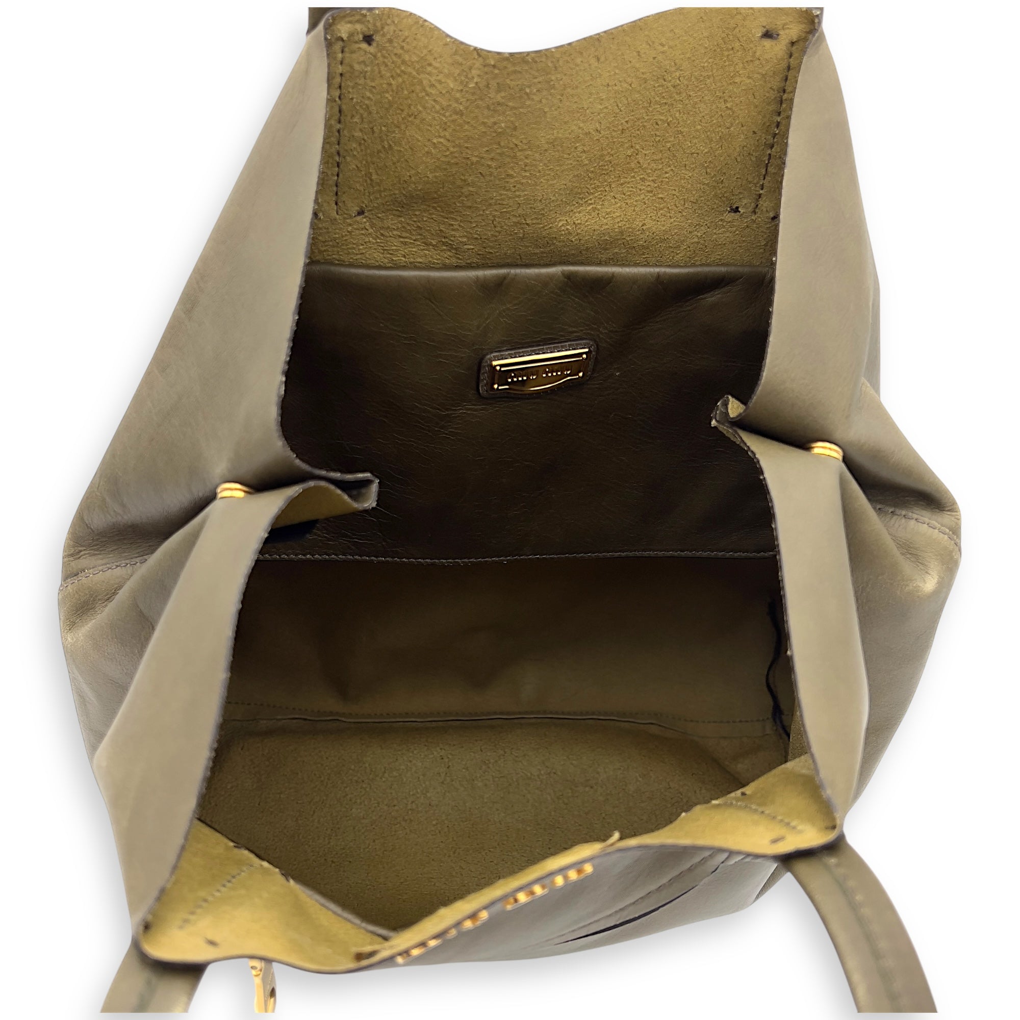 Logo Tote Bag Grey in Calfskin, Gold hardware - Image 7