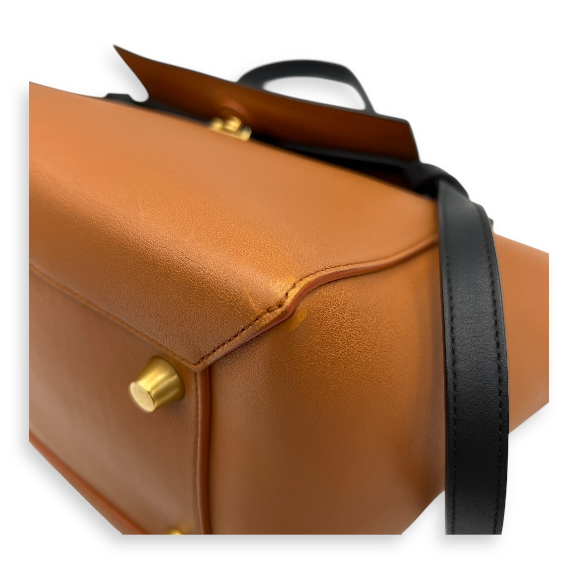 Belt Bag Small Brown Top Handle Bag in Calfskin, Gold hardware - Image 8