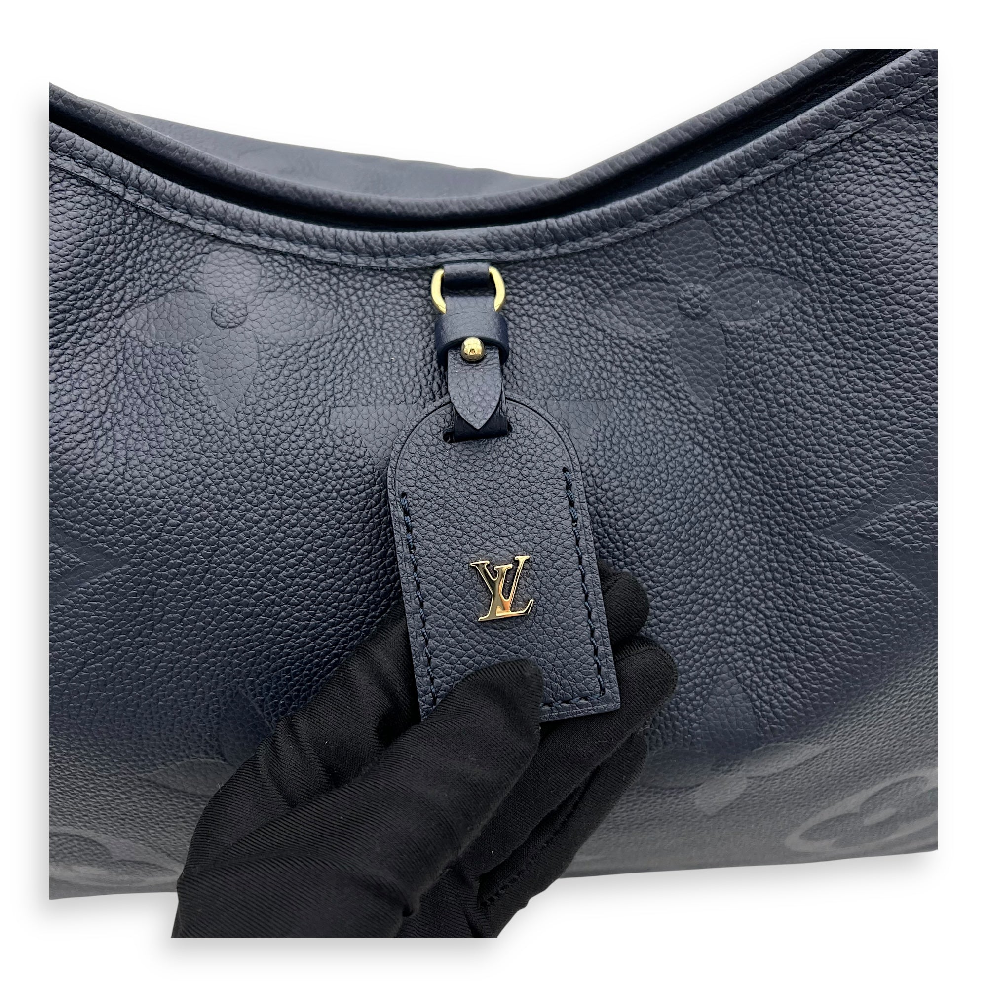 Carryall MM Blue Shoulder Bag in Empreinte Leather, Gold hardware - Image 8