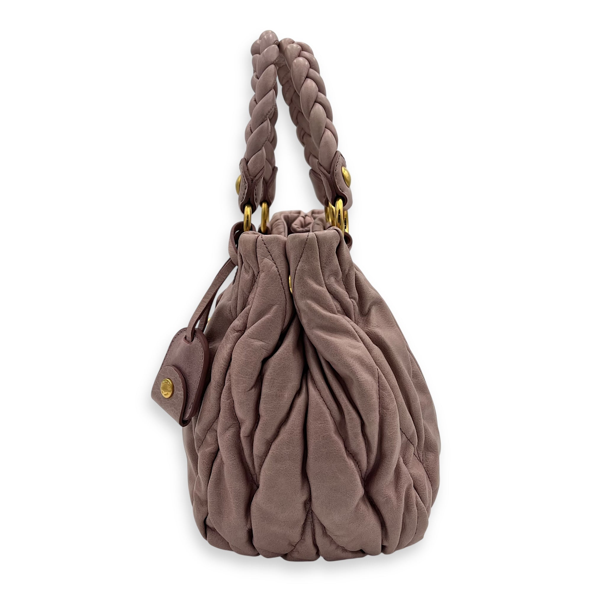 Gaufre Top Handle Bag Pink in Calfskin, Gold hardware - Image 4