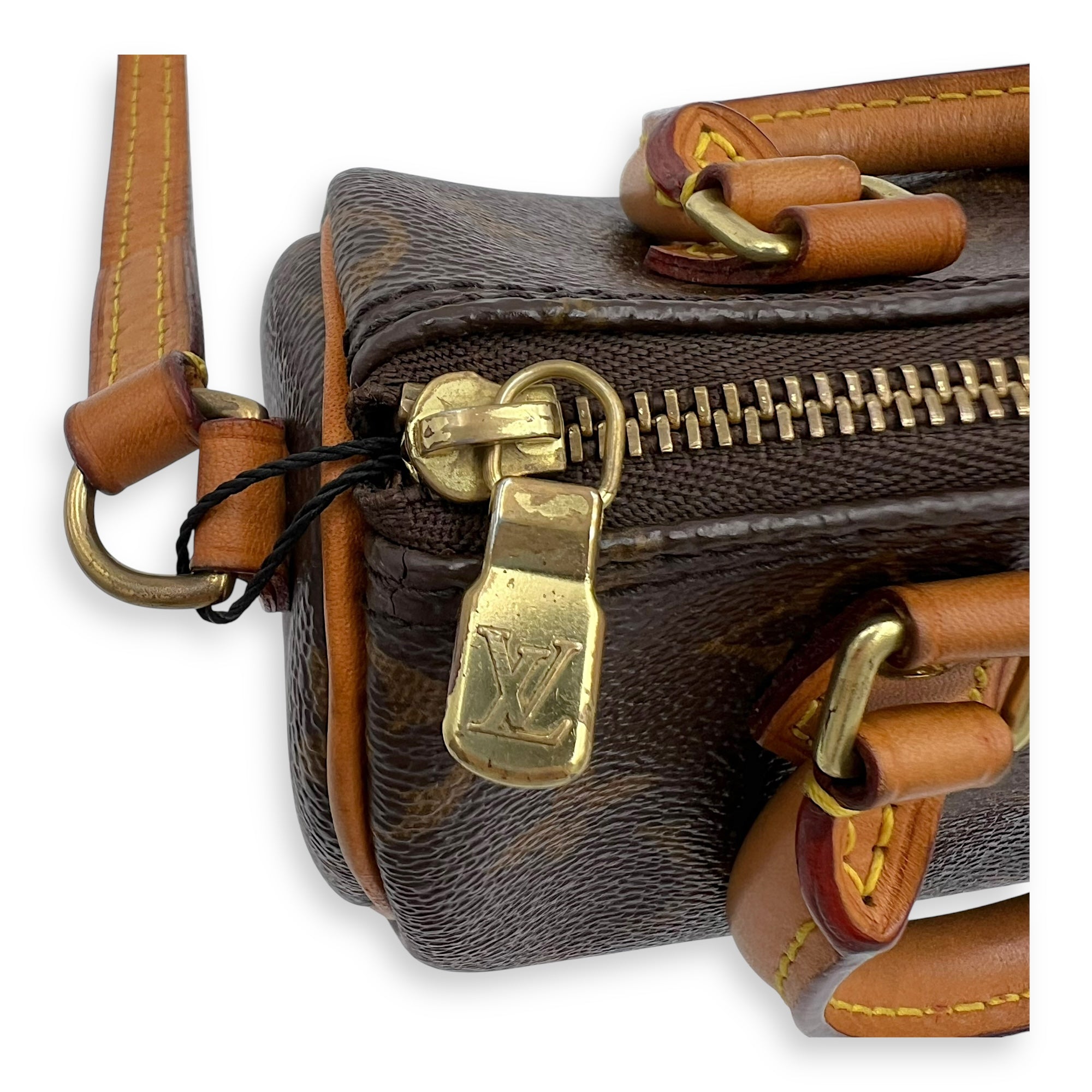 Speedy Top Handle Bag Nano Brown in Monogram Coated Canvas, Gold hardware - Image 10