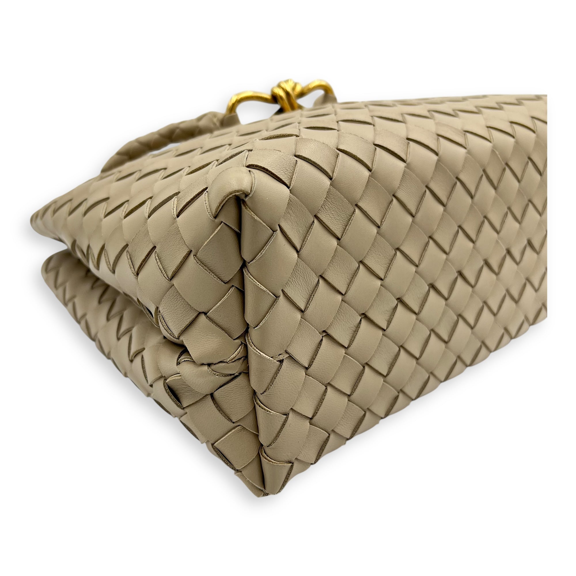 Andiamo Medium Beige Top Handle Bag in Calfskin, Gold hardware - Image 10