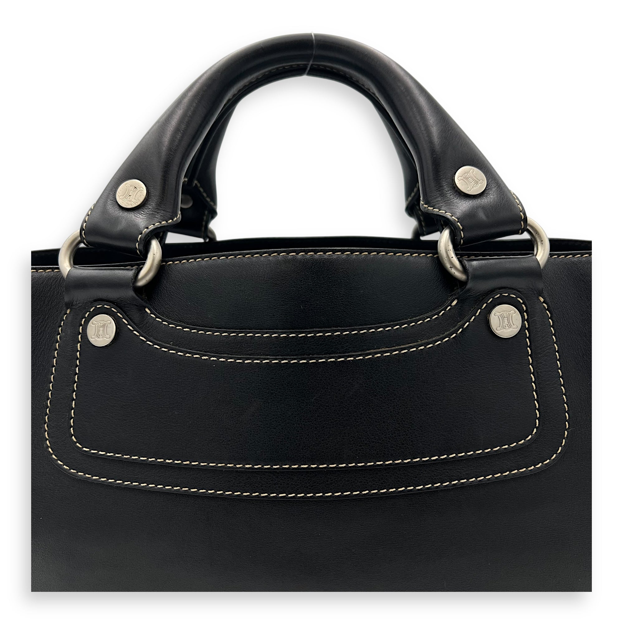 Boogie Black Top Handle Bag in Calfskin, Silver hardware - Image 9