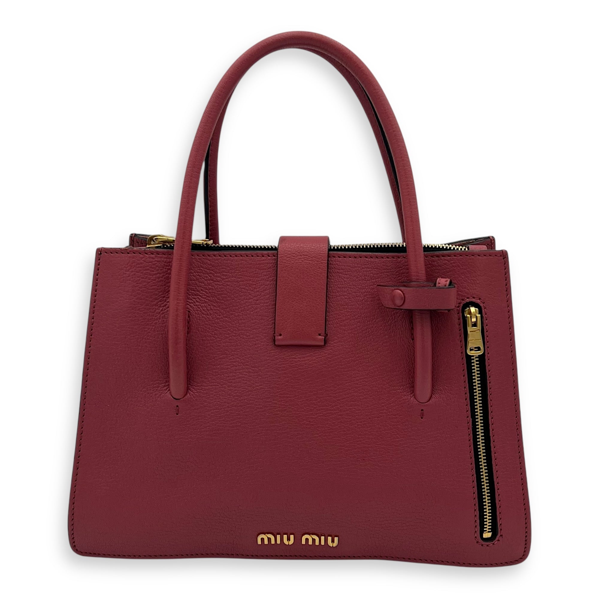 Madras Pink Top Handle Bag in Calfskin, Gold hardware - Image 3