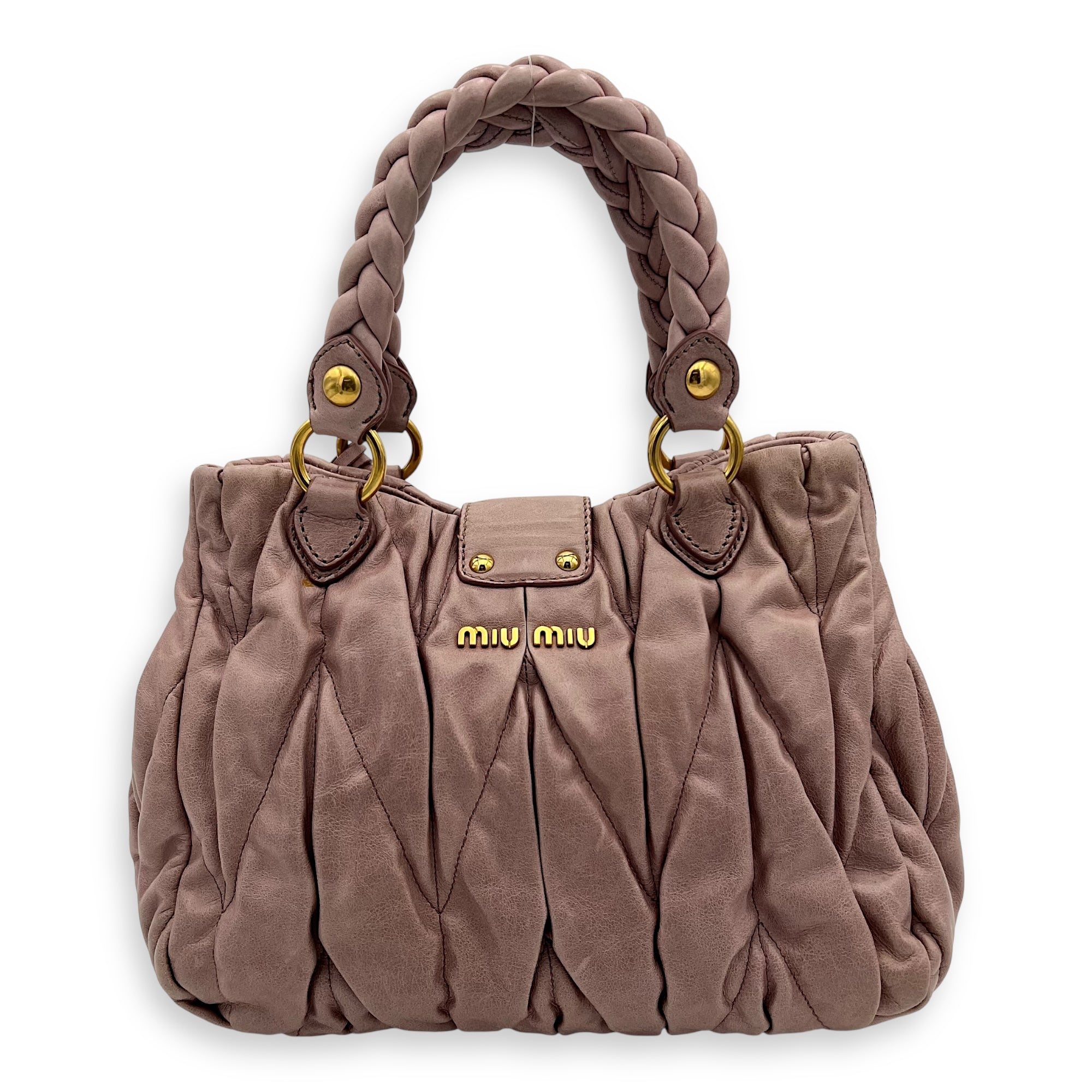 Gaufre Top Handle Bag Pink in Calfskin, Gold hardware - Image 3