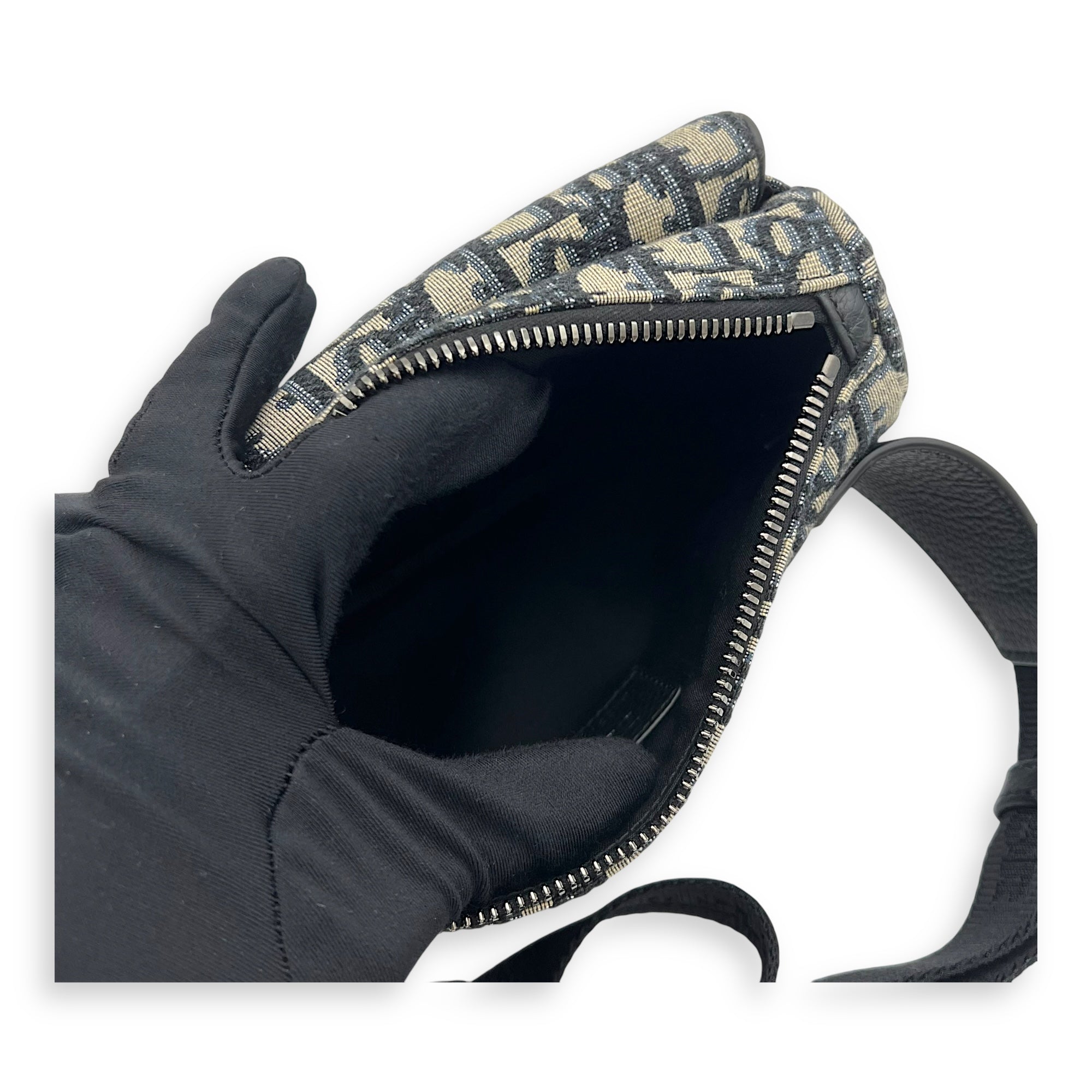 Oblique Belt Bag Blue in Jacquard, Silver hardware - Image 9