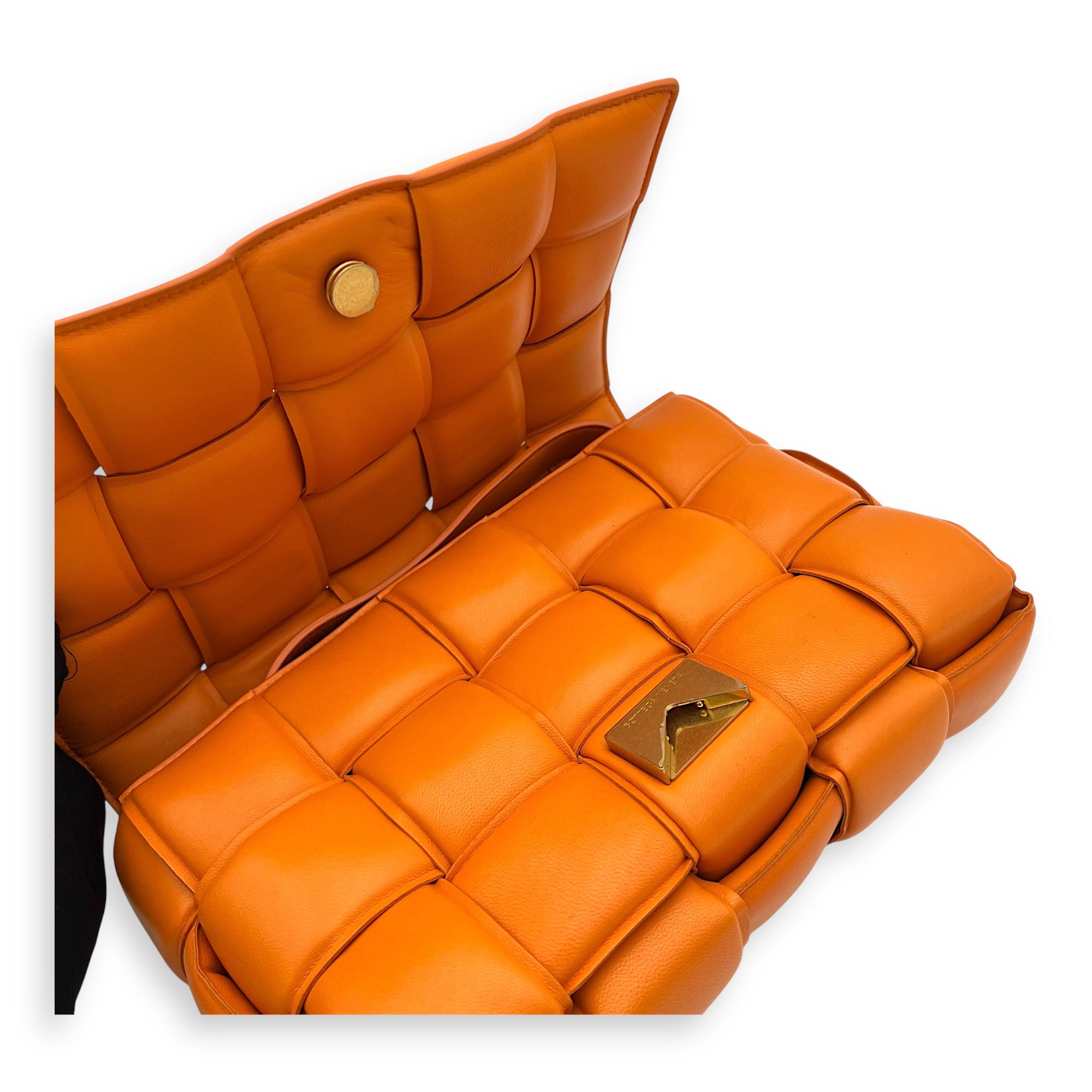 Cassette Shoulder Bag Orange in Lambskin, Gold hardware - Image 9