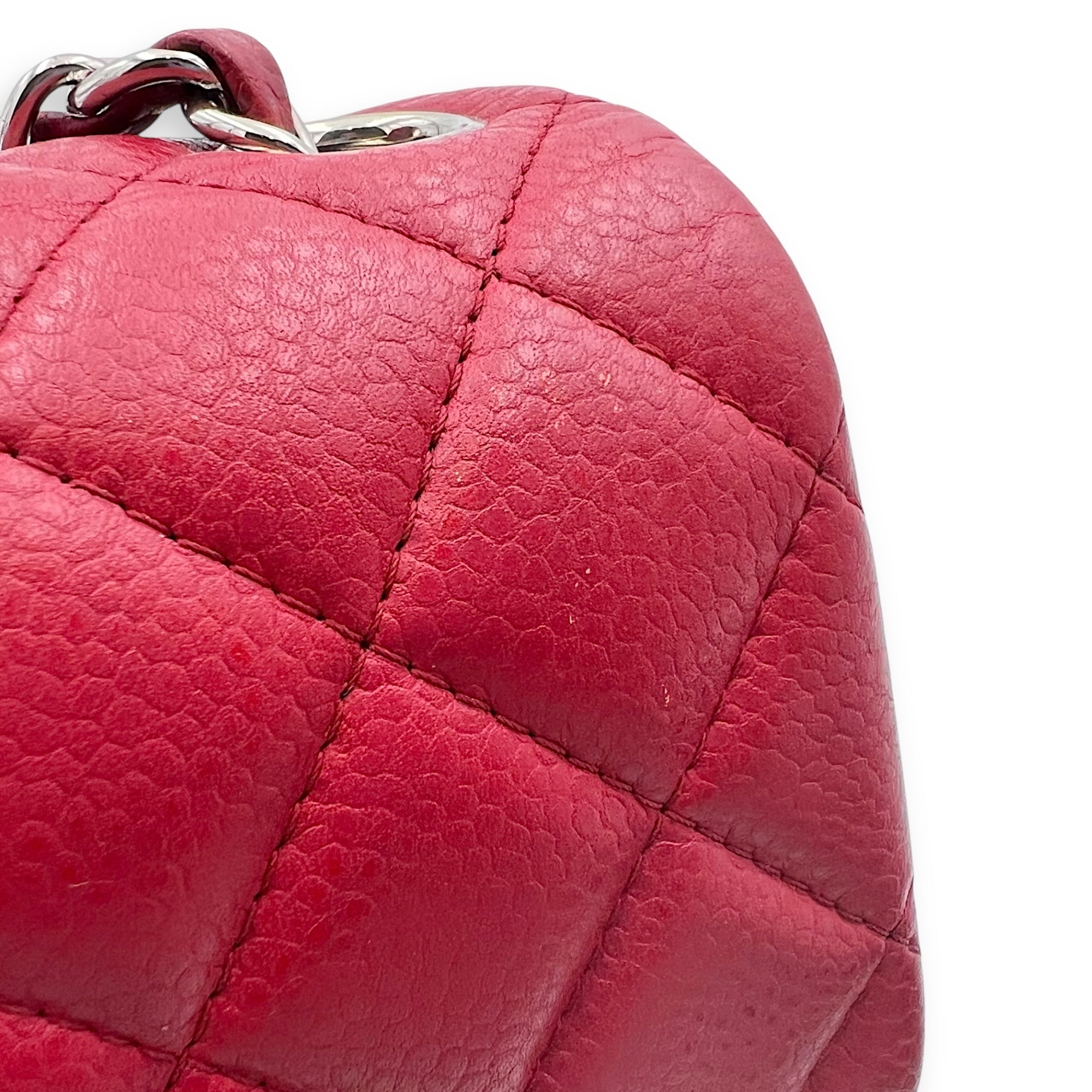 CC Mini Square Shoulder Bag Red in Caviar Leather, Silver hardware - Image 9