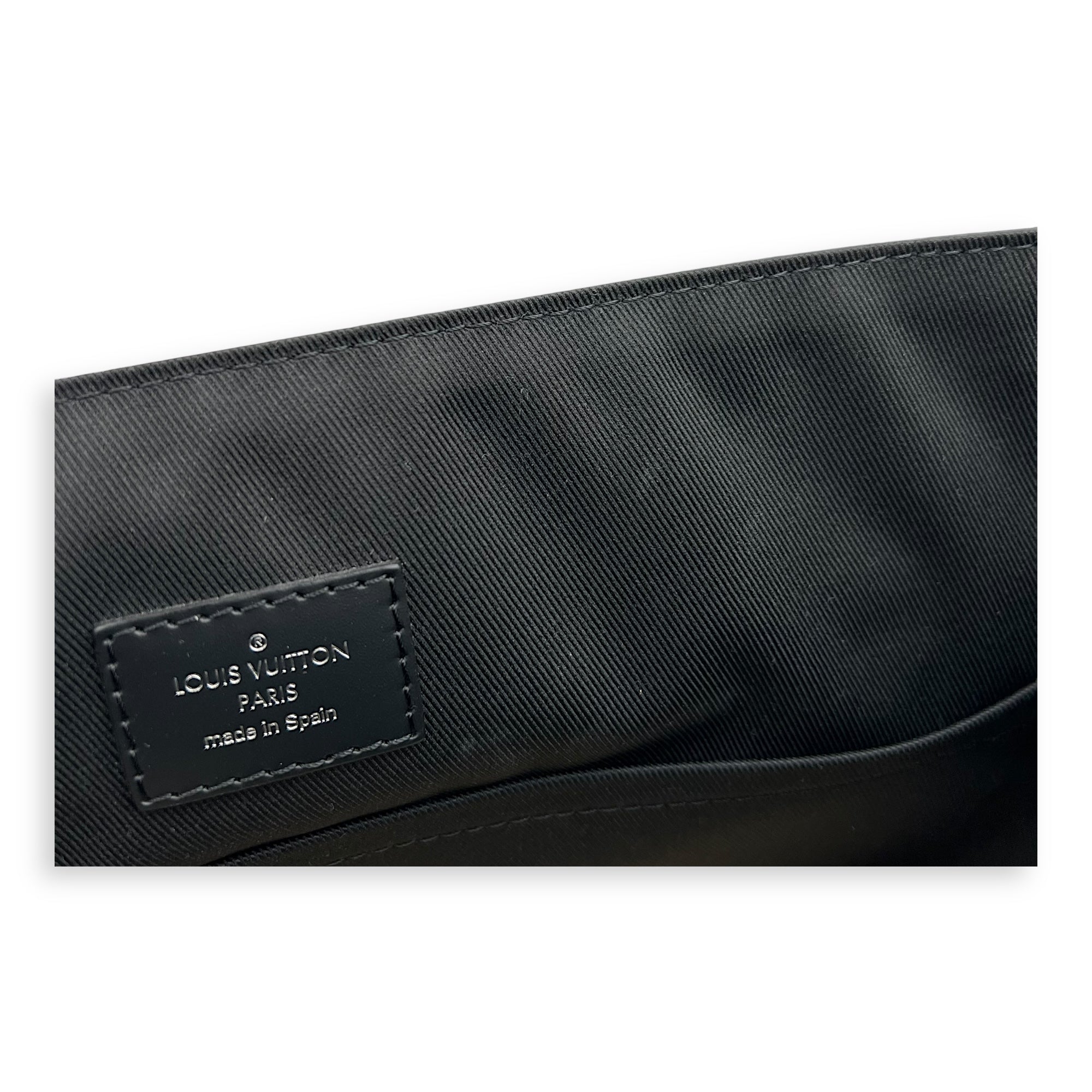 Logo Black Messenger in Monogram Coated Canvas, Silver hardware - Image 9