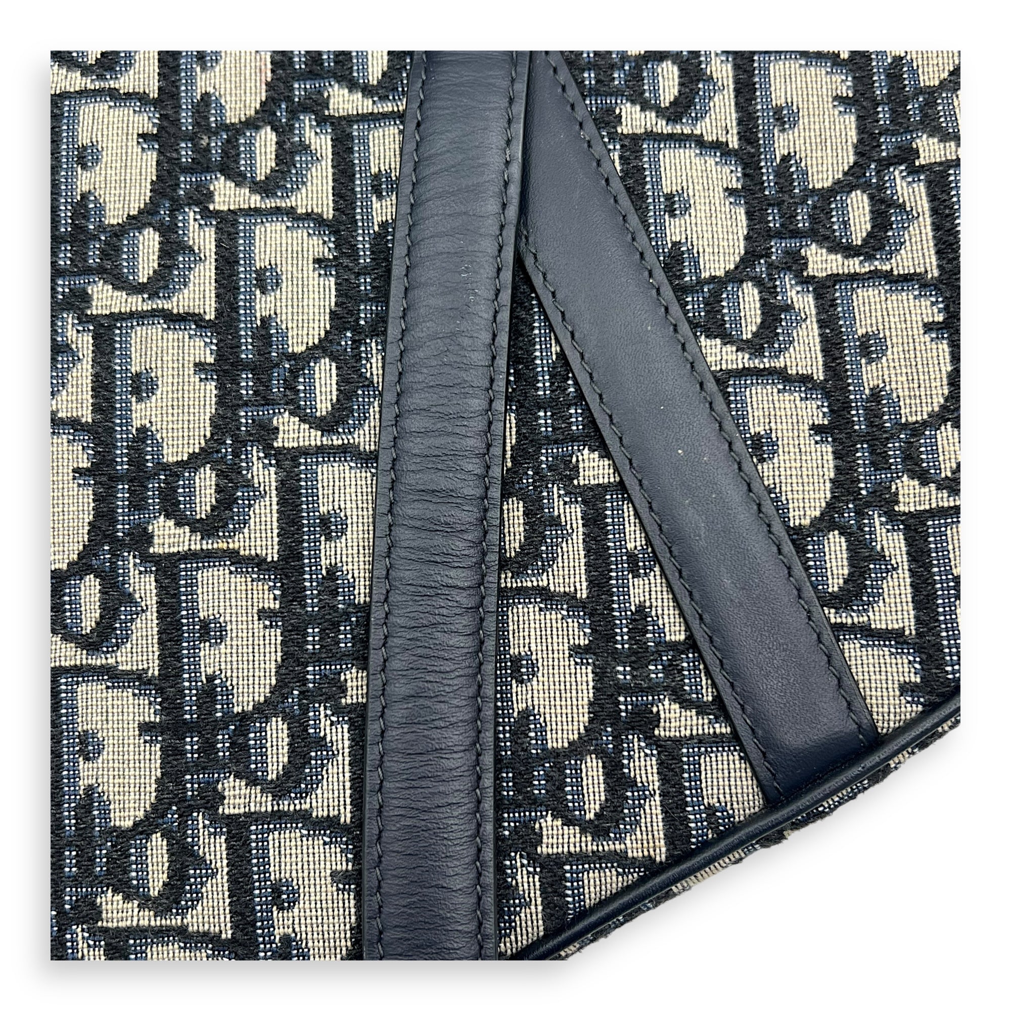 Saddle Shoulder Bag Blue in Jacquard, Gold hardware - Image 7