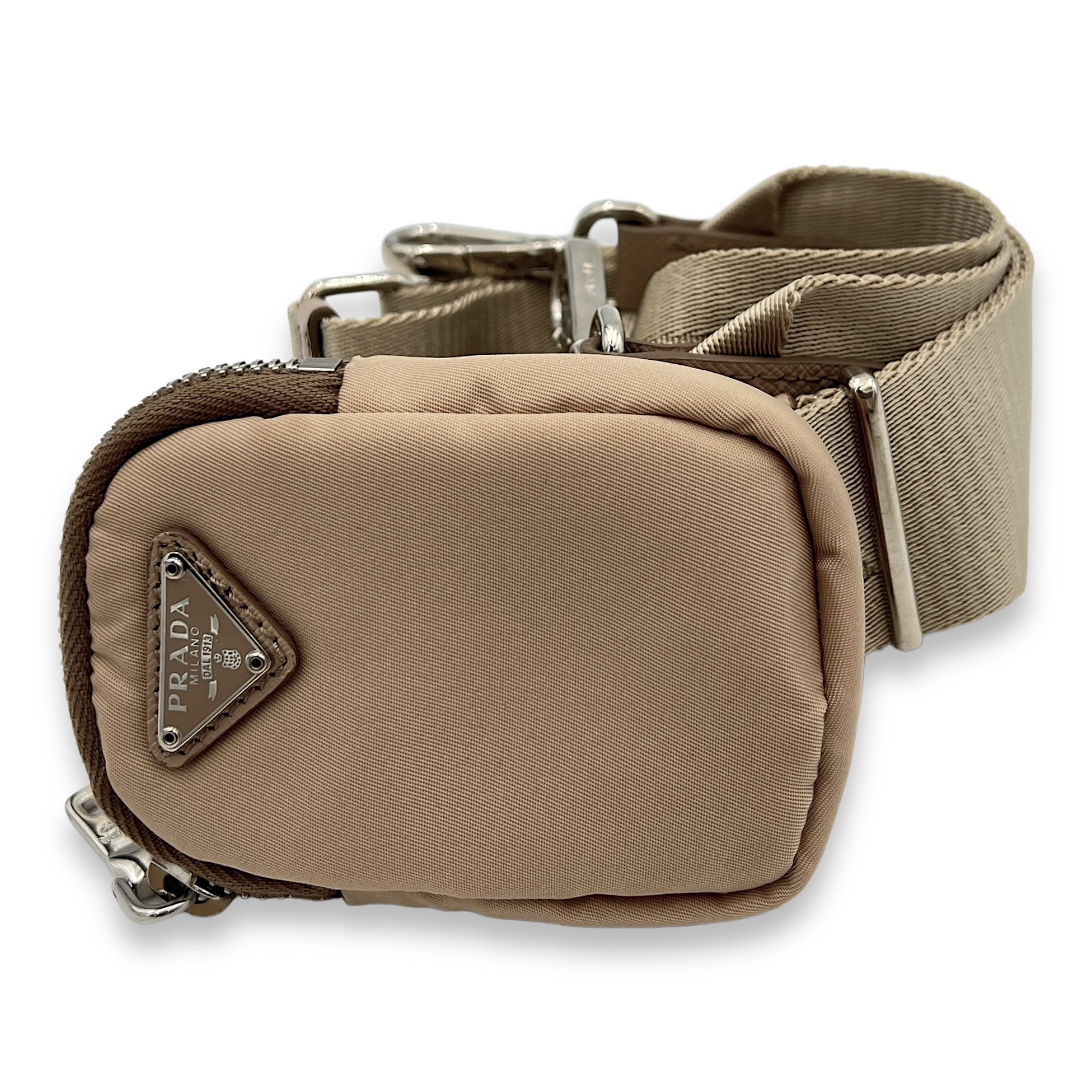Re-Edition 2005 Beige Crossbody Bag in Re-Nylon, Silver hardware - Image 10
