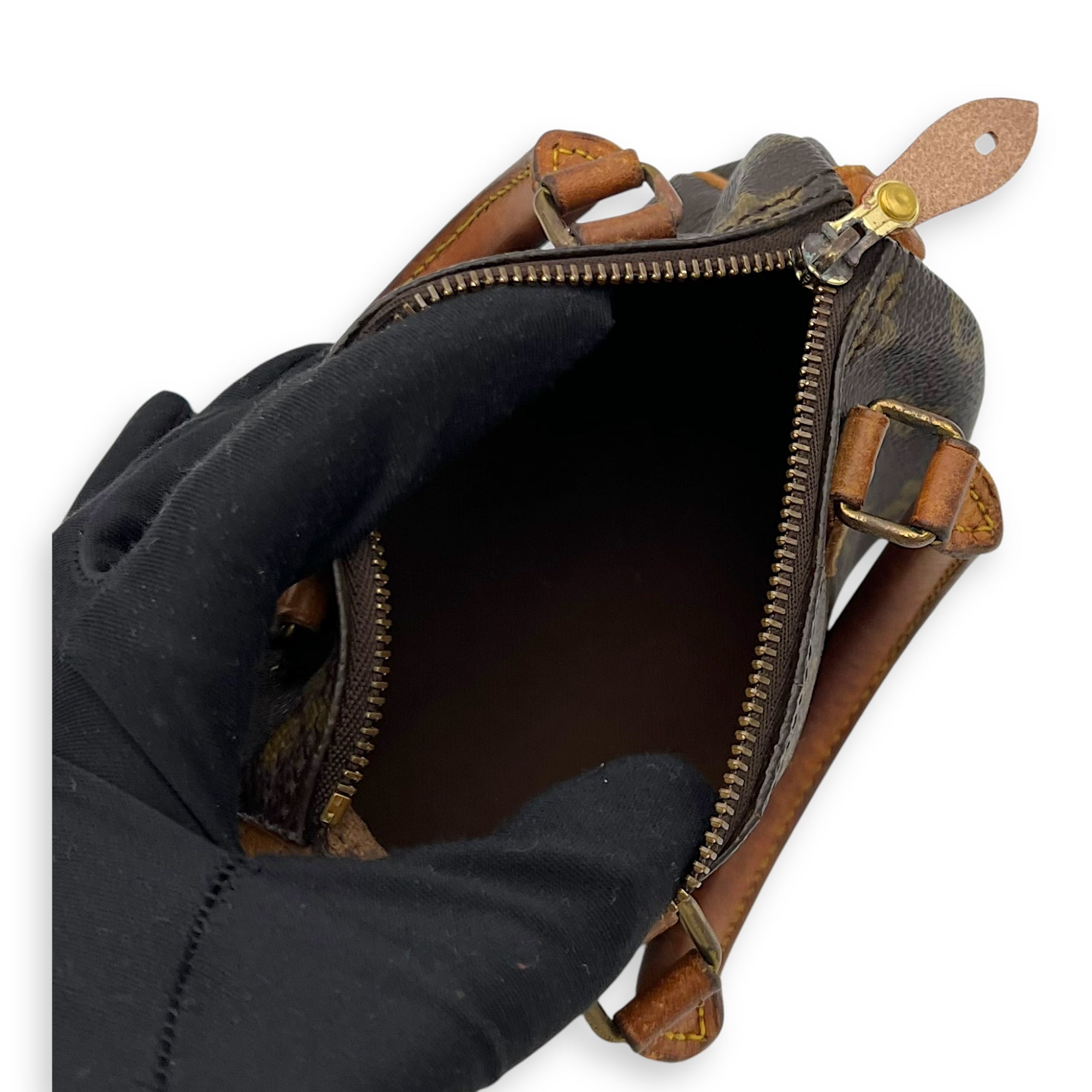 Speedy Crossbody Bag Nano Brown in Monogram Coated Canvas, Gold hardware - Image 10