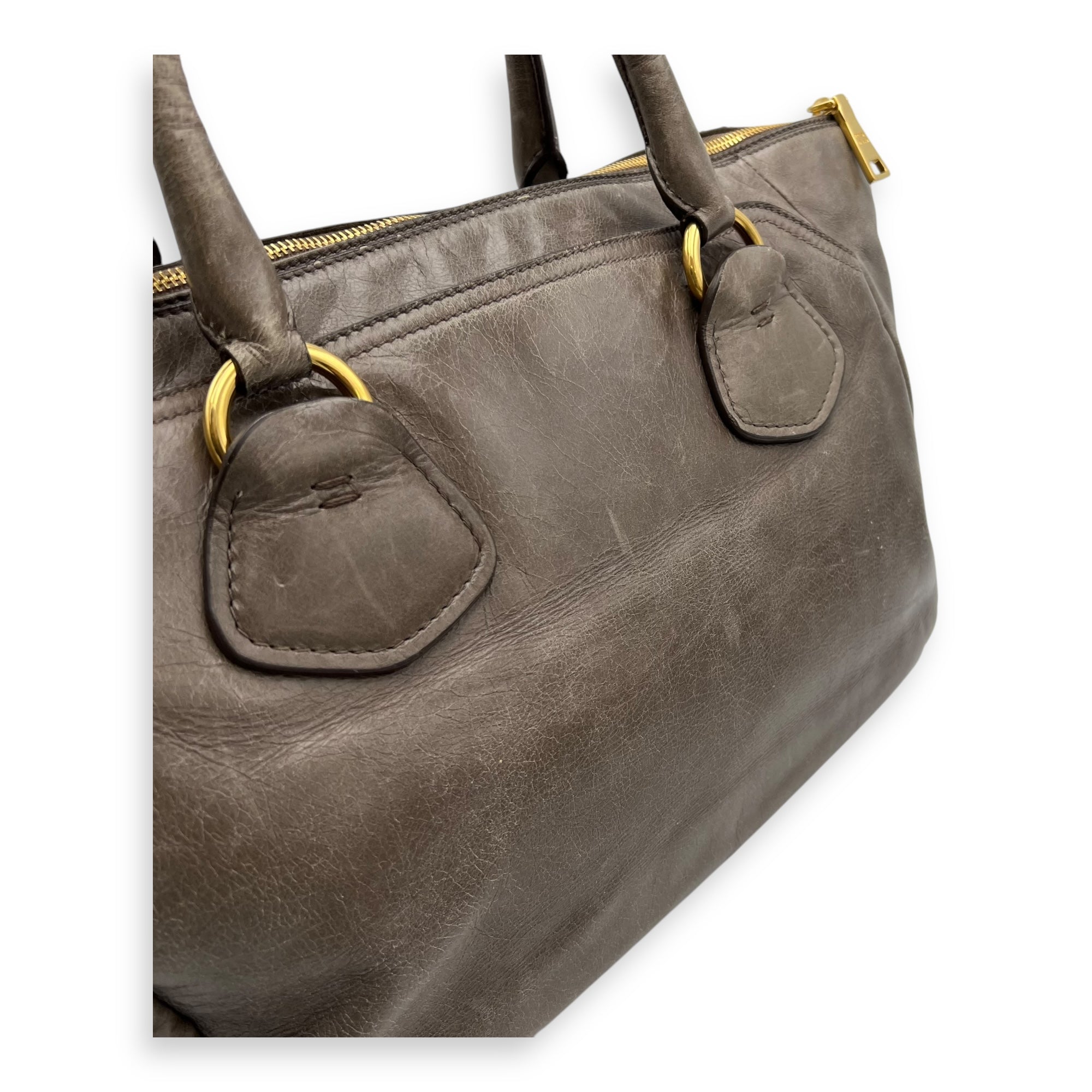2 way bag Top Handle Bag Brown in Calfskin, Gold hardware - Image 10
