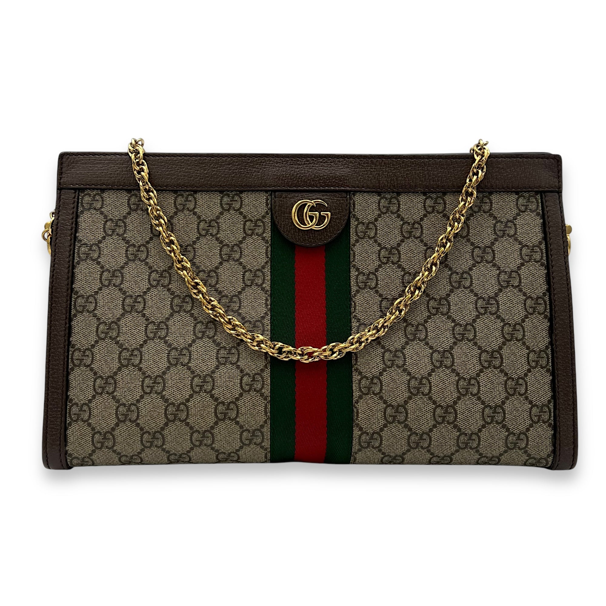 Ophidia Shoulder Bag Brown in Coated Canvas, Gold hardware - Image 10