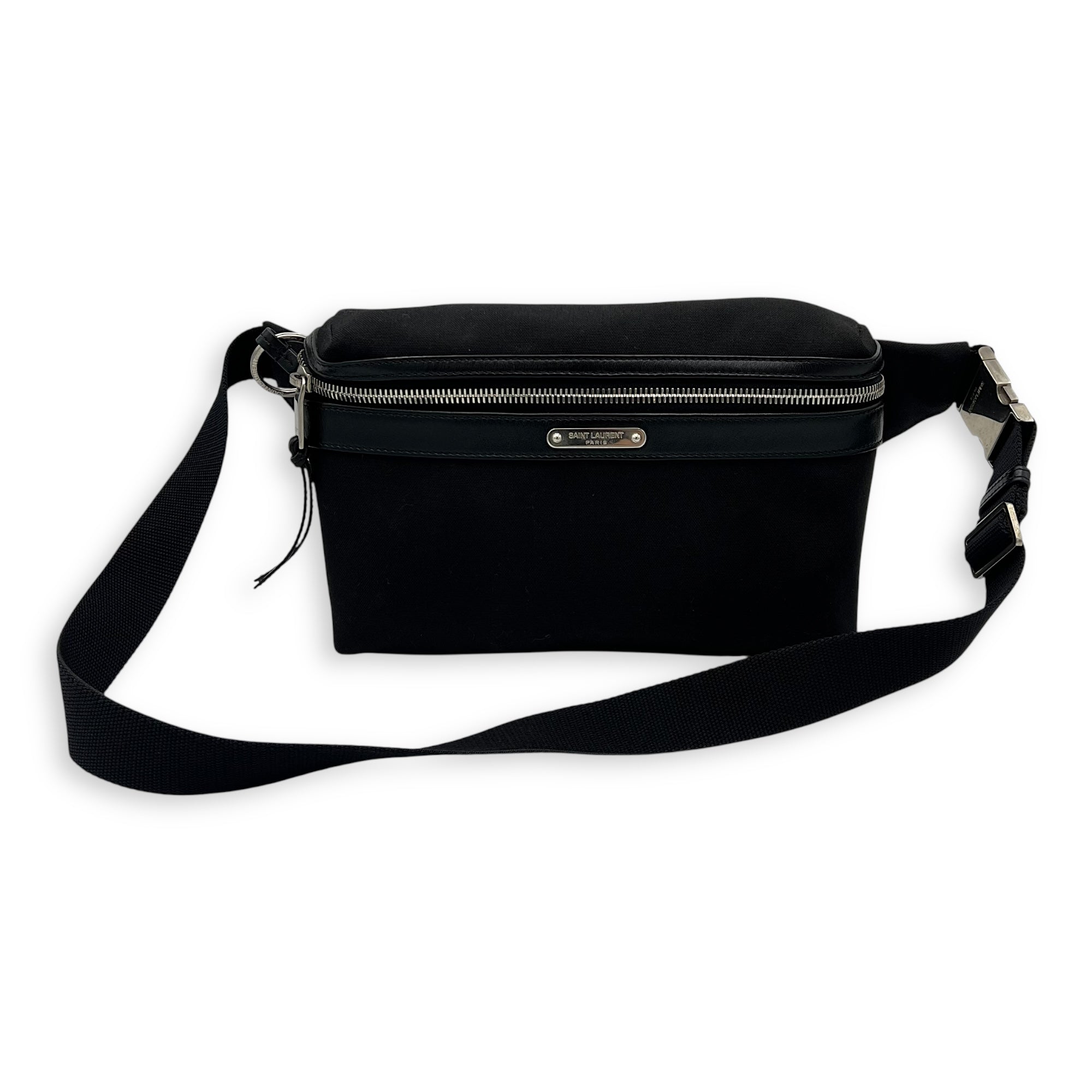 City Belt Bag Black in Canvas, Silver hardware - Image 11